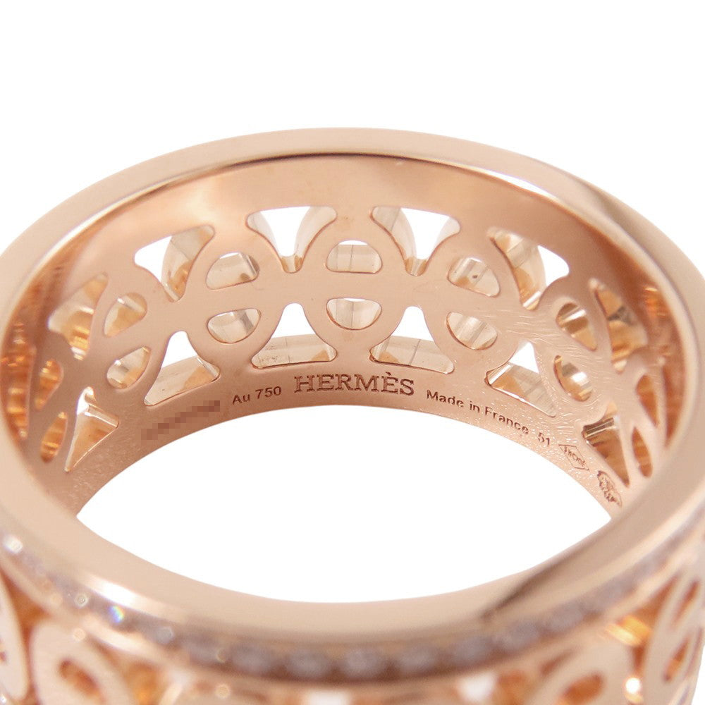 HERMES Chaine d'Ancre Divine Ring Size 51/#11 PMH222634B 00051 18K Pink Gold