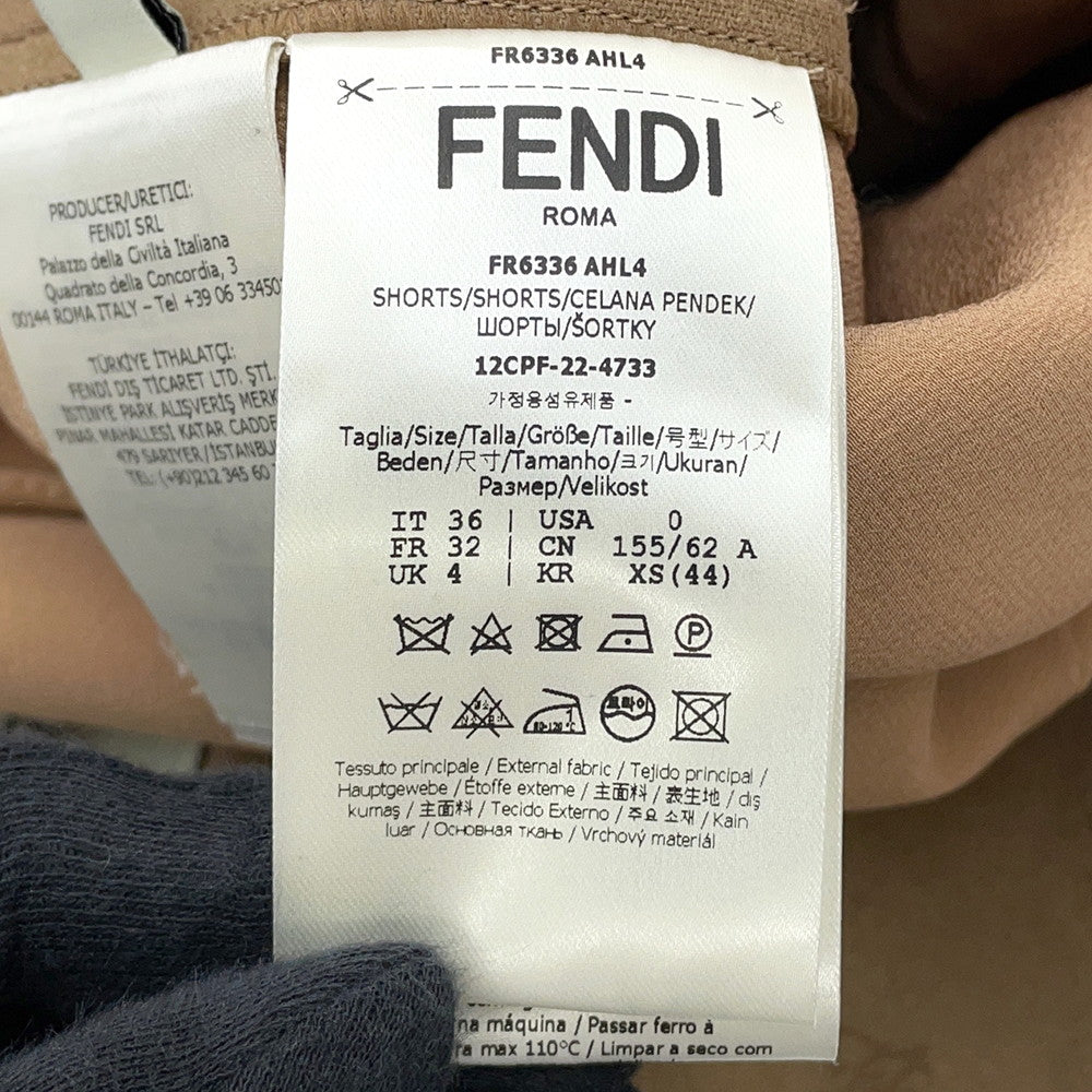 FENDI FF Calligraphy Shorts Size 36 BeigeFR6336 Wool 90% Cashmere8% Polyurethane2%