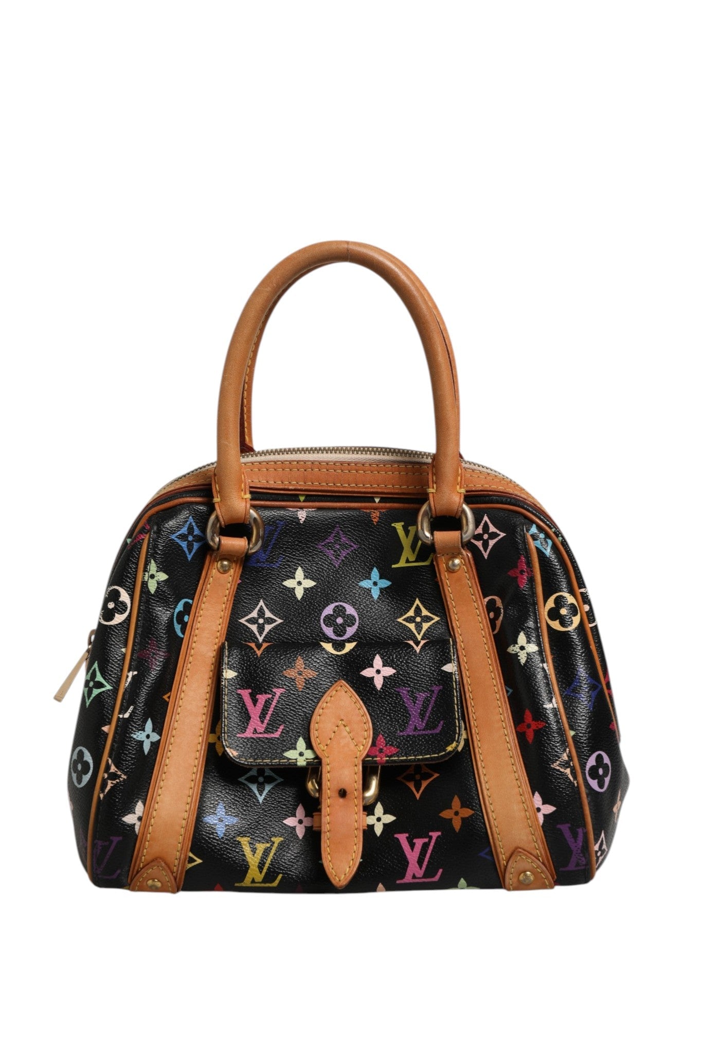 Louis Vuitton Black Monogram Multicolor Canvas Priscilla Women's Handbag ( )