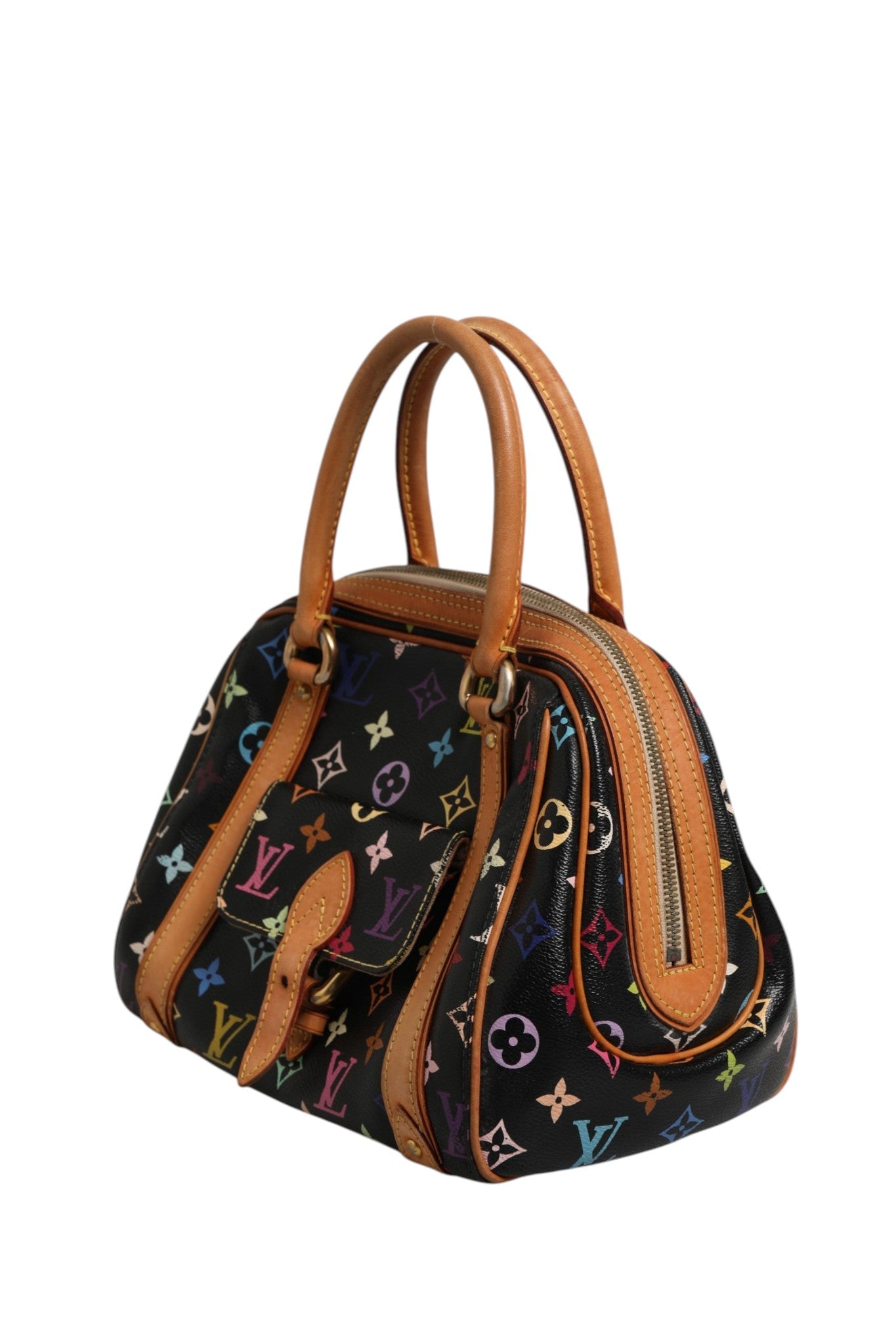 Louis Vuitton Black Monogram Multicolor Canvas Priscilla Women's Handbag ( )