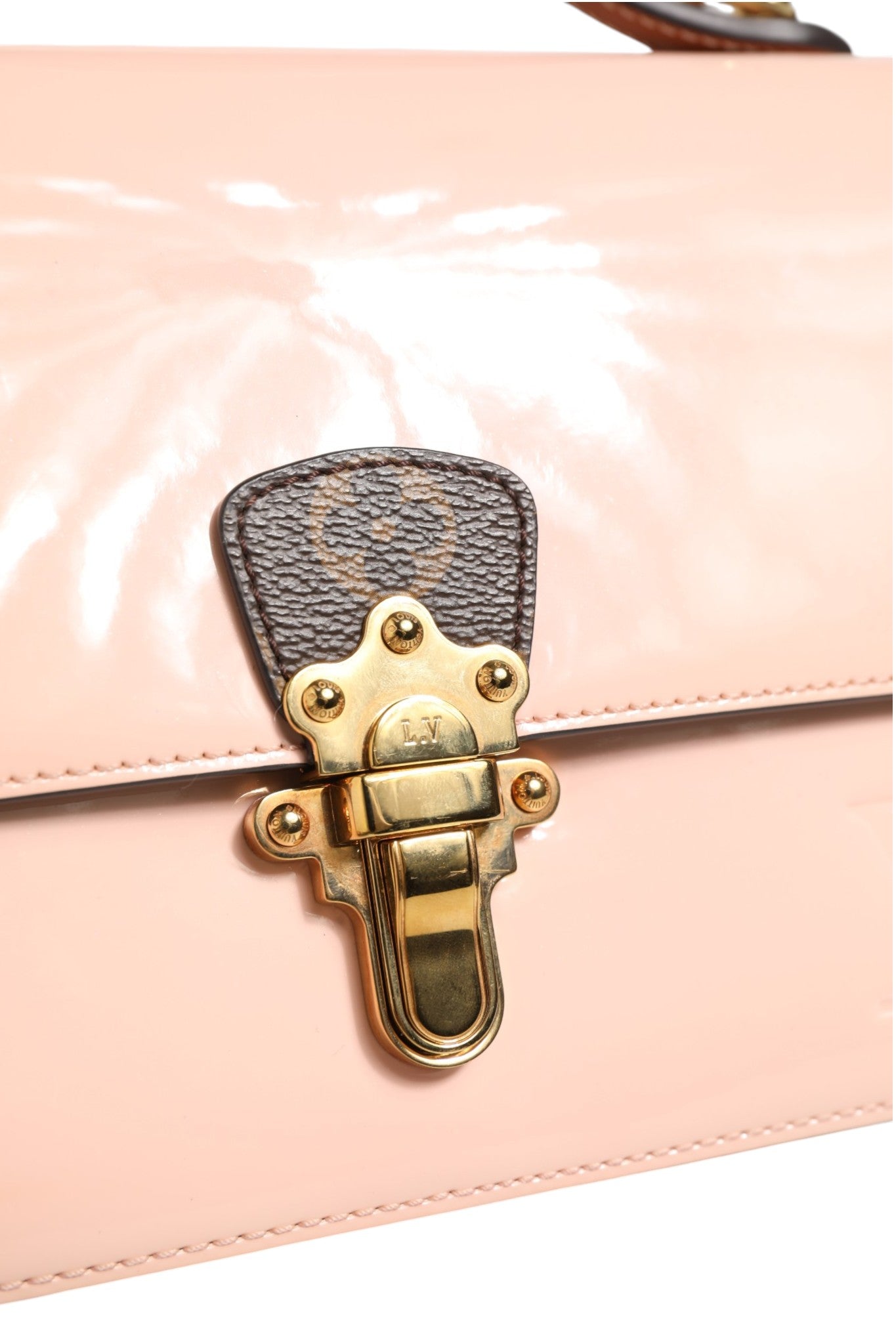 Louis Vuitton Pink Vernis and Monogram Canvas Cherrywood BB Shoulder Women's Bag ( )
