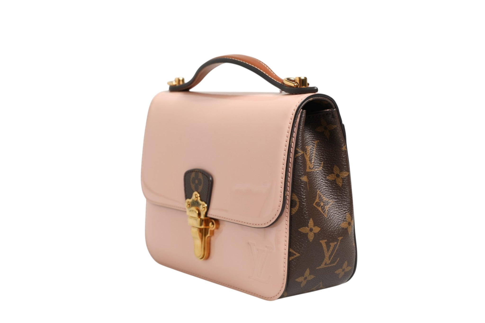 Louis Vuitton Pink Vernis and Monogram Canvas Cherrywood BB Shoulder Women's Bag ( )