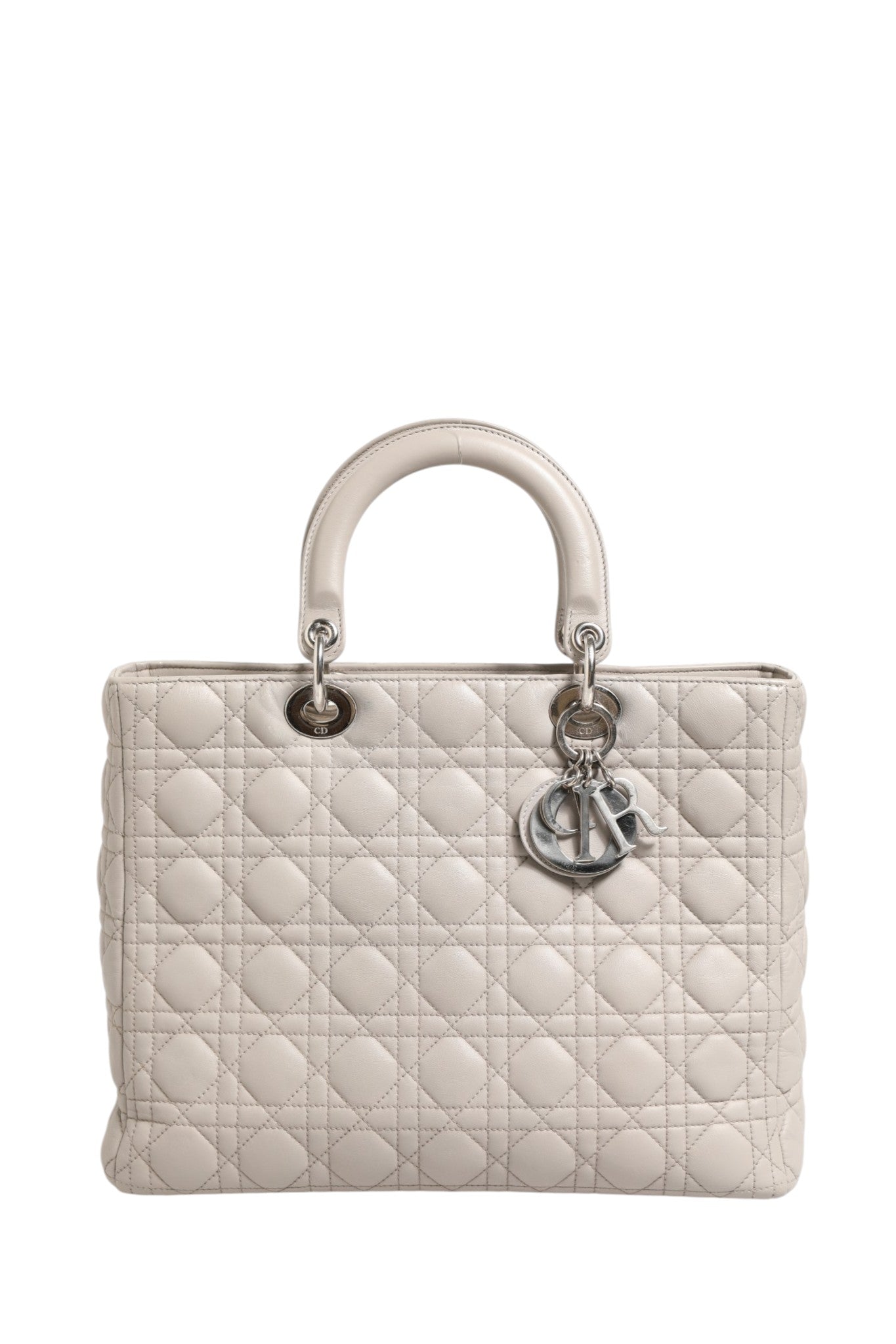 Christian Dior Lady Dior Large Grey Cannage Lambskin Women's Bag ( )