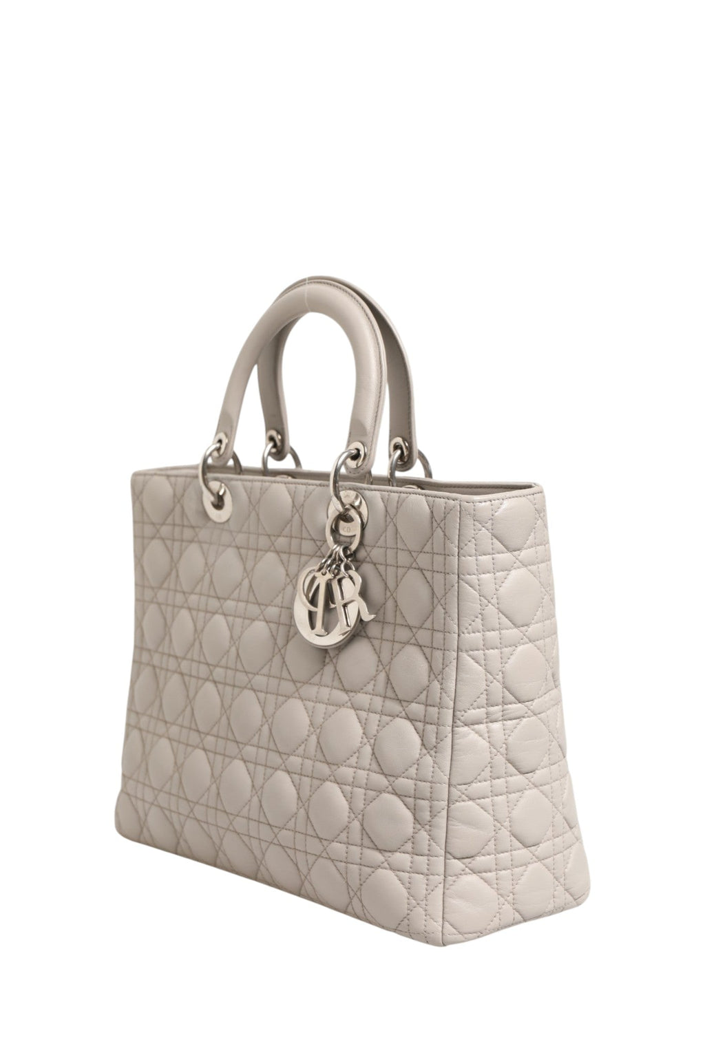 Christian Dior Lady Dior Large Grey Cannage Lambskin Women's Bag ( )