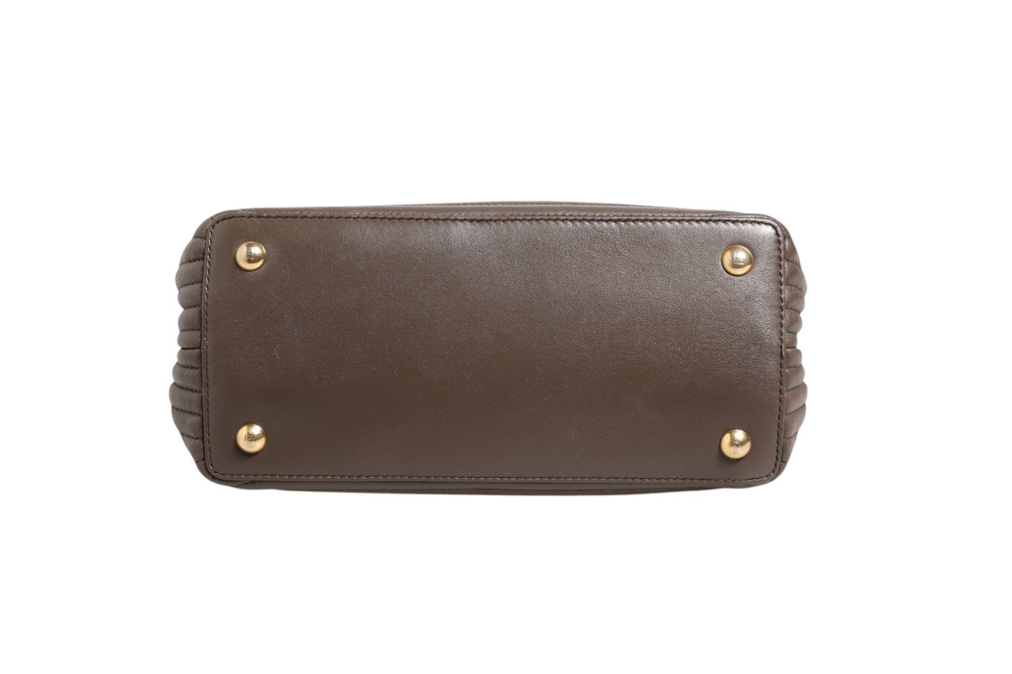 Fendi Brown Quilted Lambskin Leather Dotcom Click Small Shoulder Women's Bag ( )