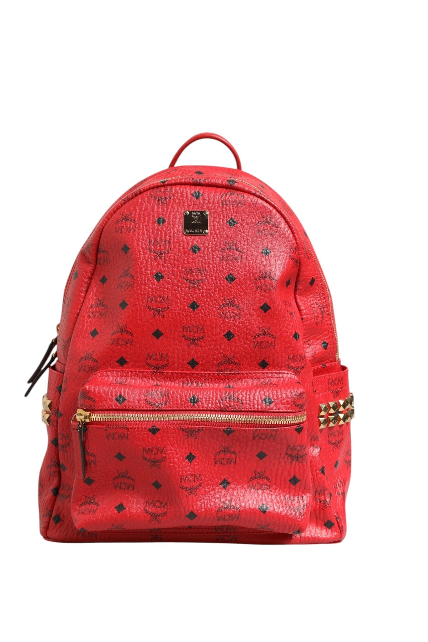 MCM Medium Stark Studded Visetos Backpack - Women's Red ( )