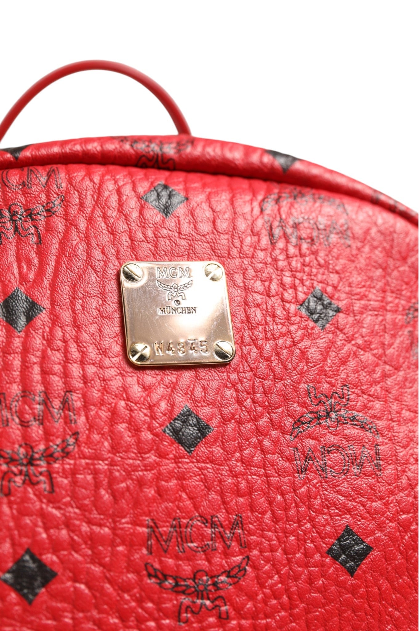MCM Medium Stark Studded Visetos Backpack - Women's Red ( )