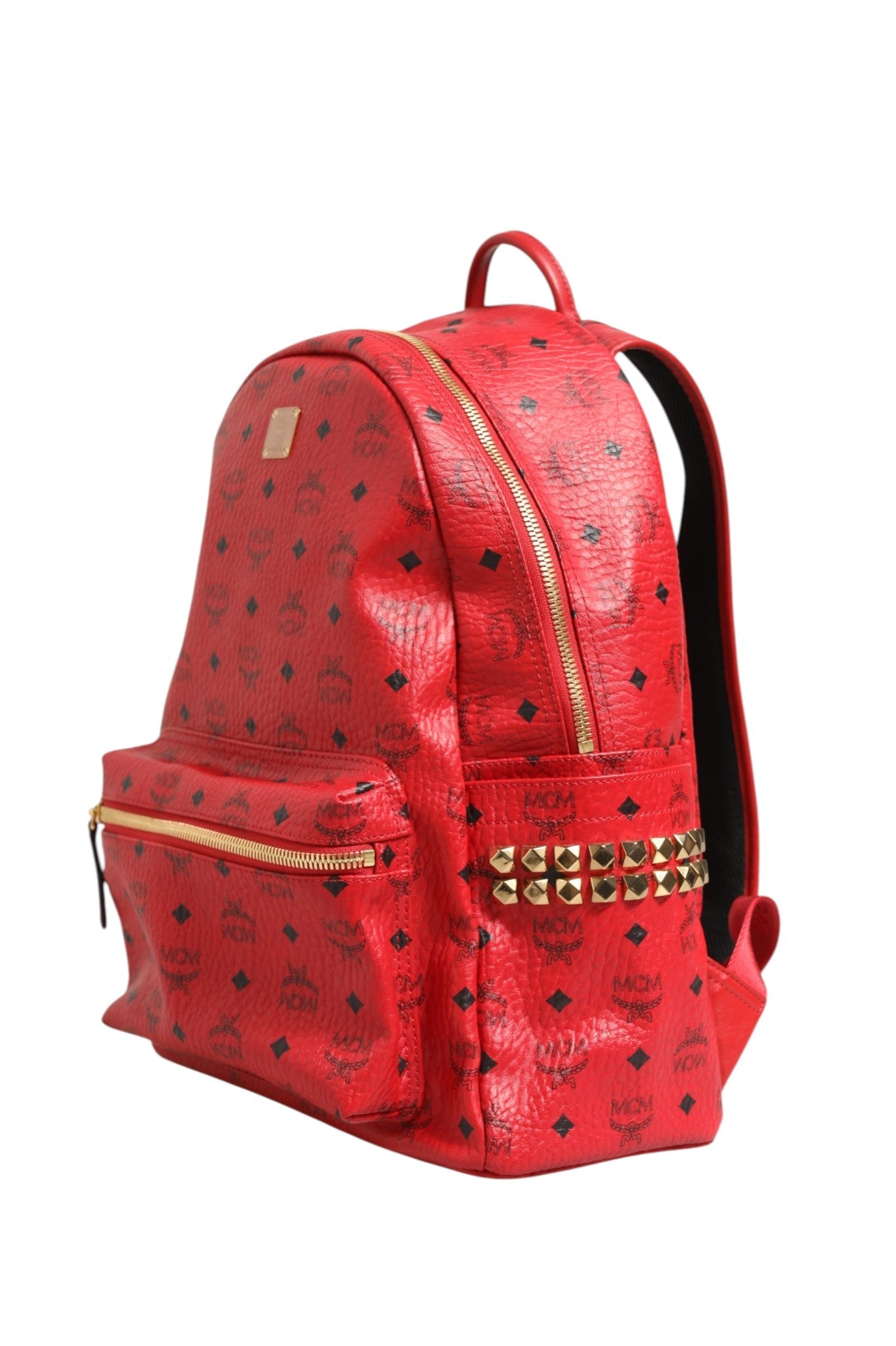 MCM Medium Stark Studded Visetos Backpack - Women's Red ( )