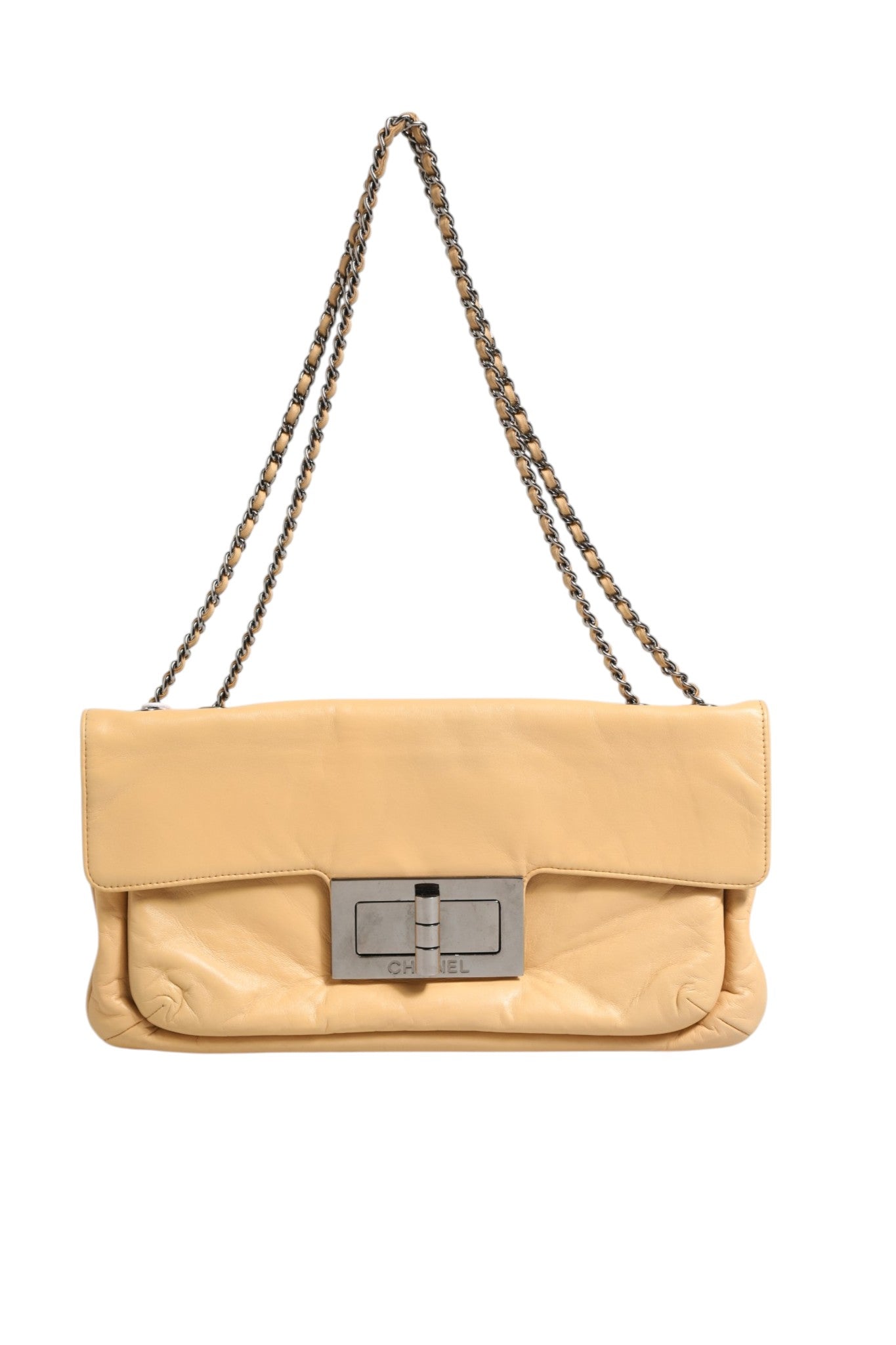 Chanel Beige Lambskin Giant Reissue Mademoiselle Lock Flap Women's Bag ( )