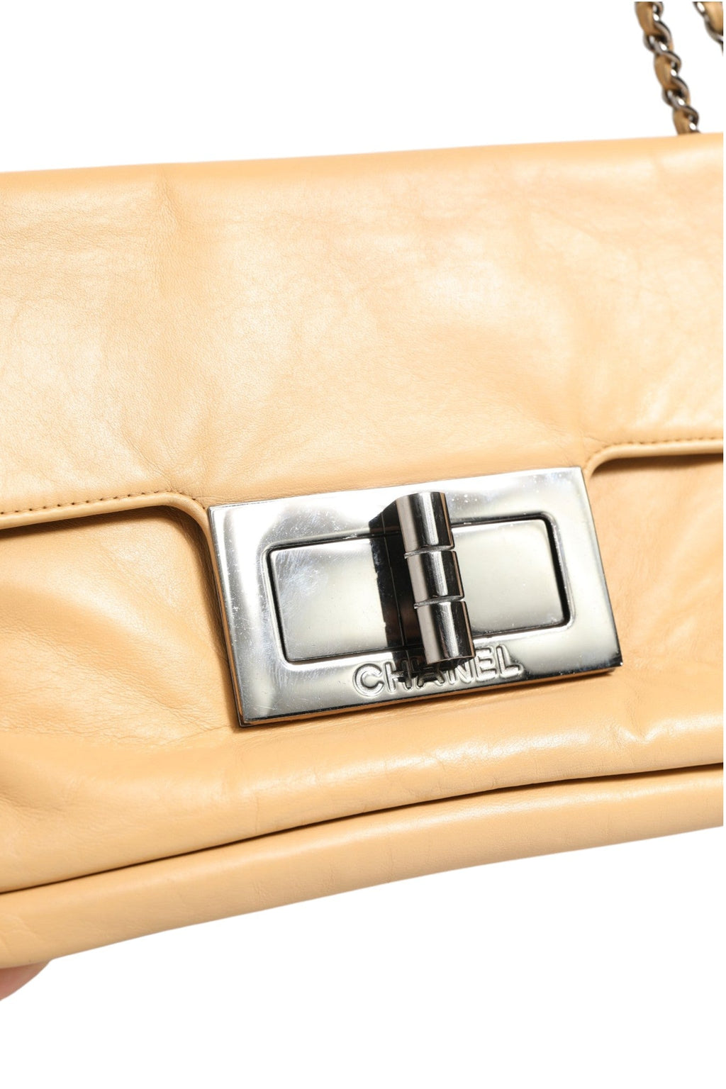 Chanel Beige Lambskin Giant Reissue Mademoiselle Lock Flap Women's Bag ( )