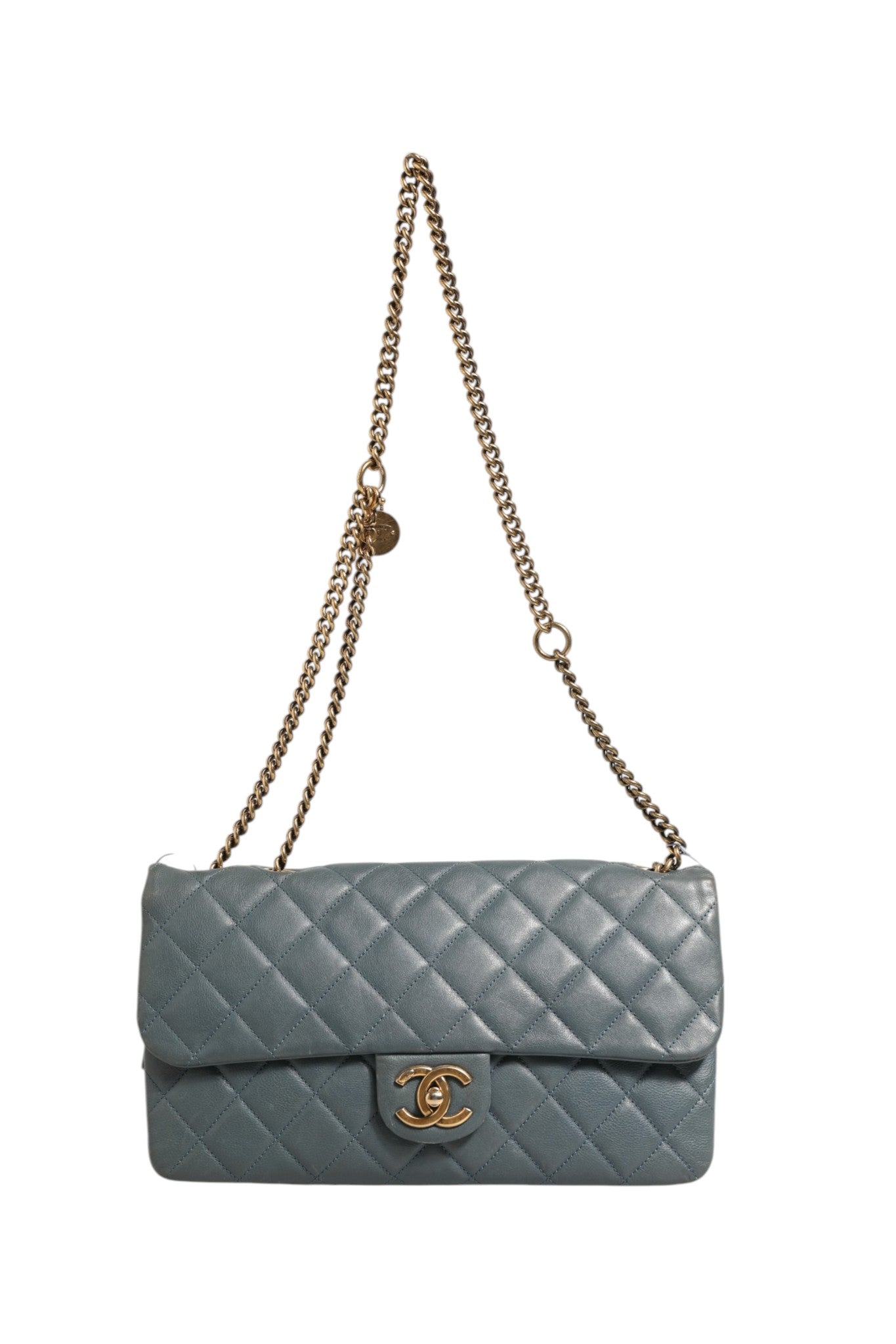 Chanel Blue Quilted Leather Crown Flap Shoulder Women's Bag ( )