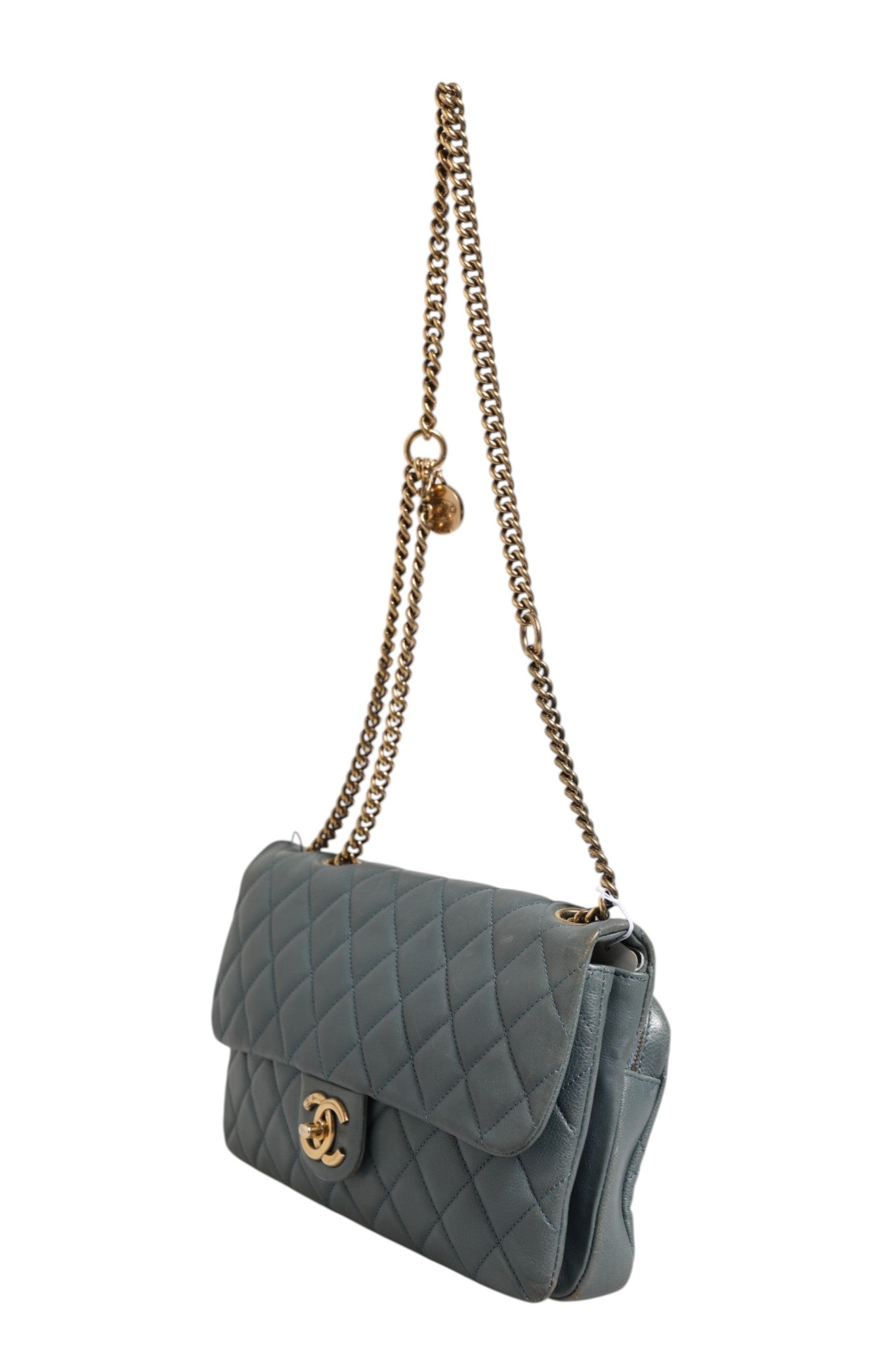 Chanel Blue Quilted Leather Crown Flap Shoulder Women's Bag ( )