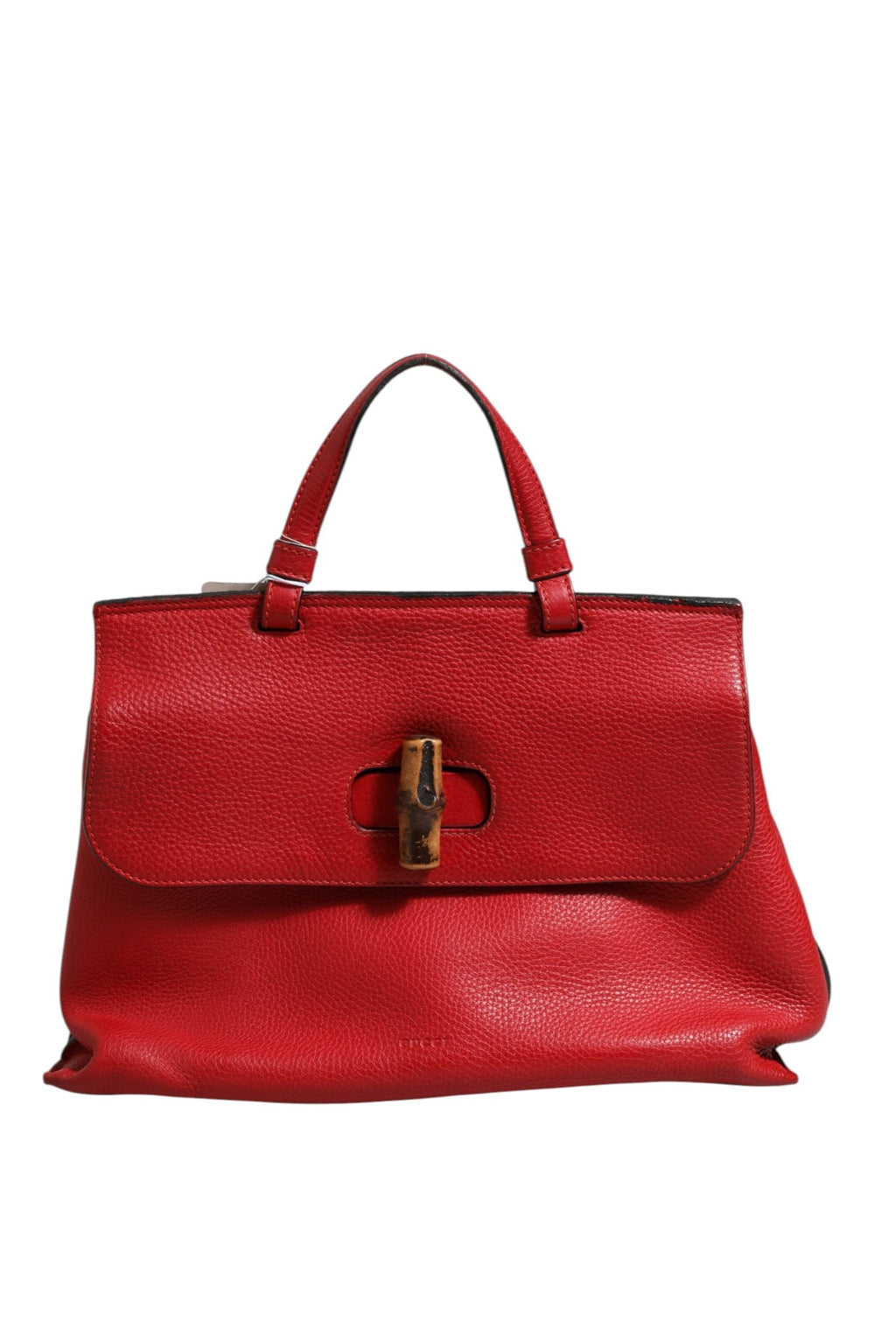 Gucci Red Leather Bamboo Daily Tote Crossbody Women's Bag ( )