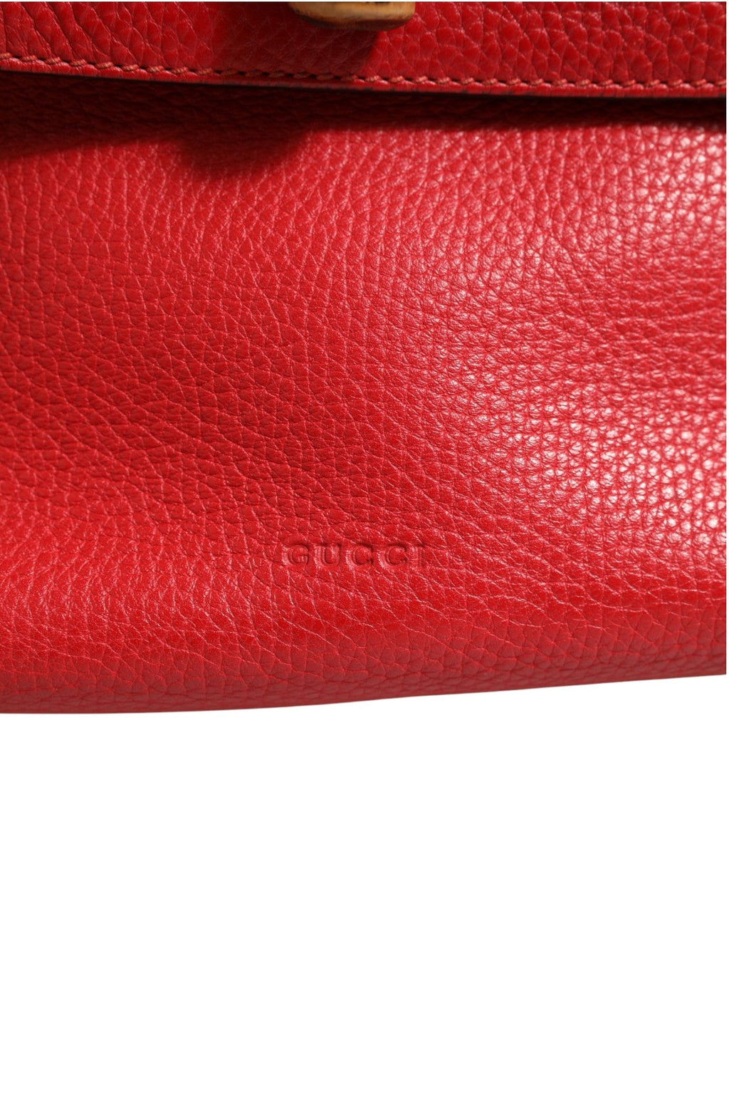 Gucci Red Leather Bamboo Daily Tote Crossbody Women's Bag ( )