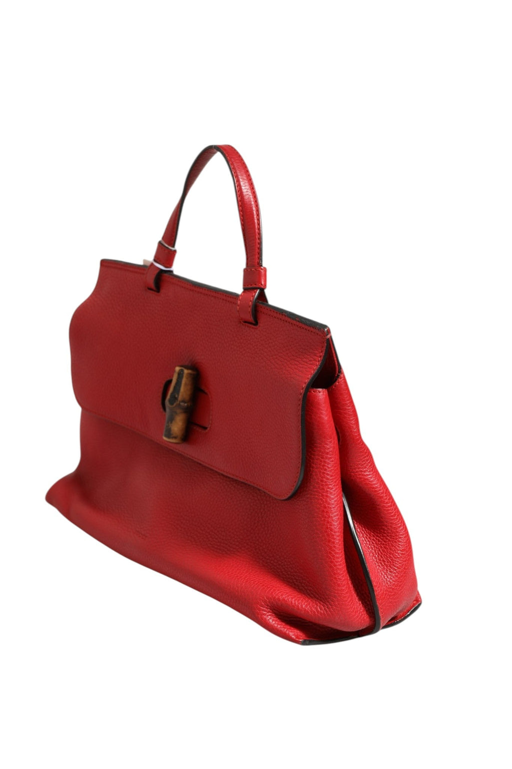 Gucci Red Leather Bamboo Daily Tote Crossbody Women's Bag ( )