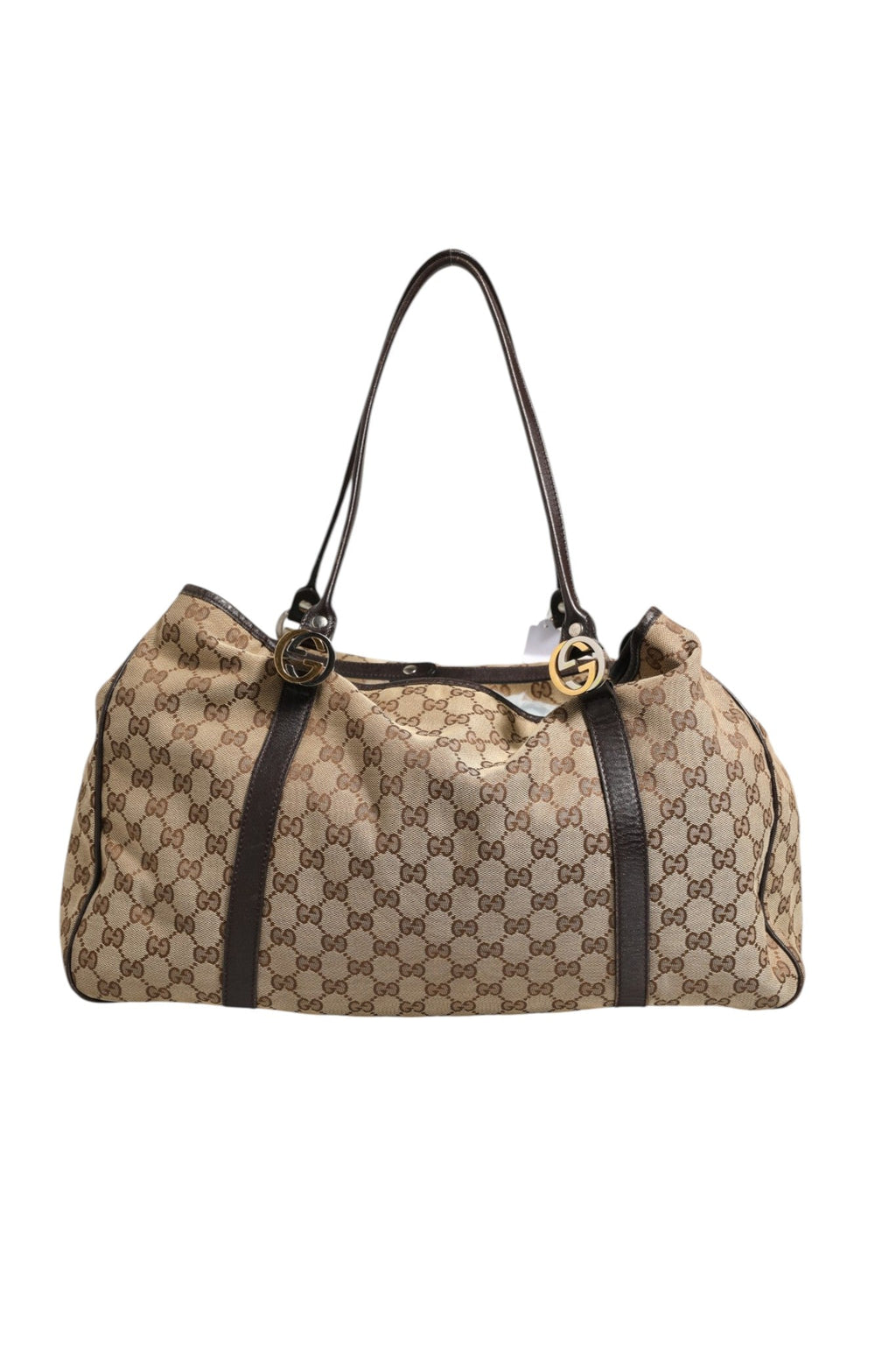 Gucci Beige and Black Canvas Twins Medium Tote Women's Bag ( )