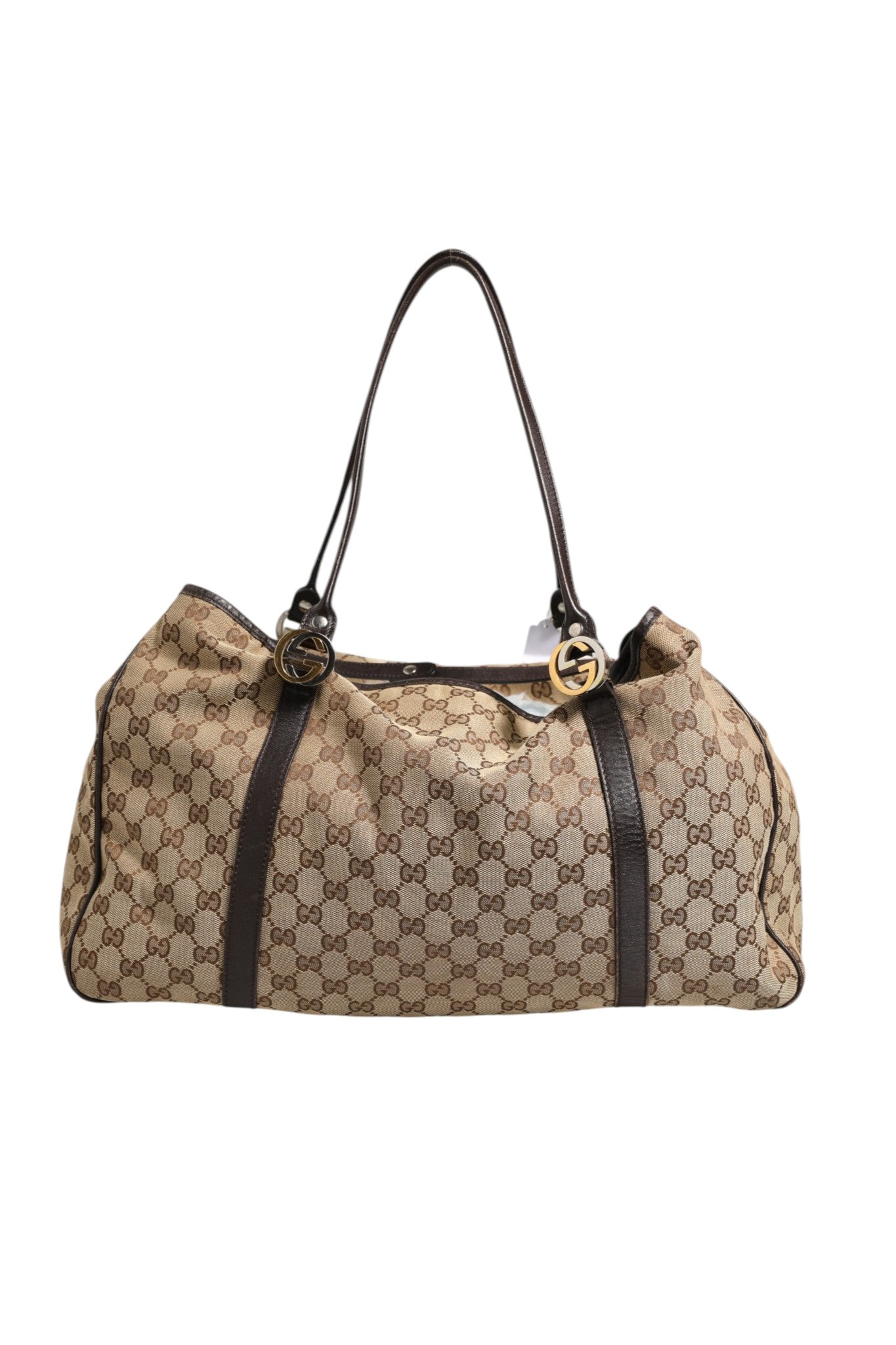 Gucci Beige and Black Canvas Twins Medium Tote Women's Bag ( )
