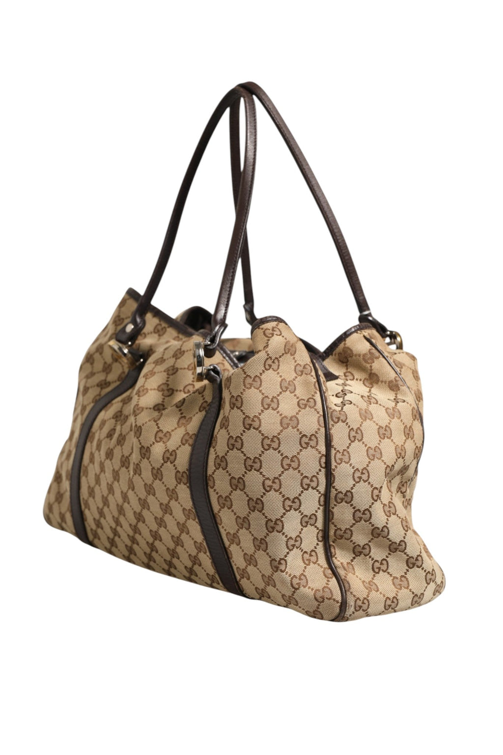 Gucci Beige and Black Canvas Twins Medium Tote Women's Bag ( )