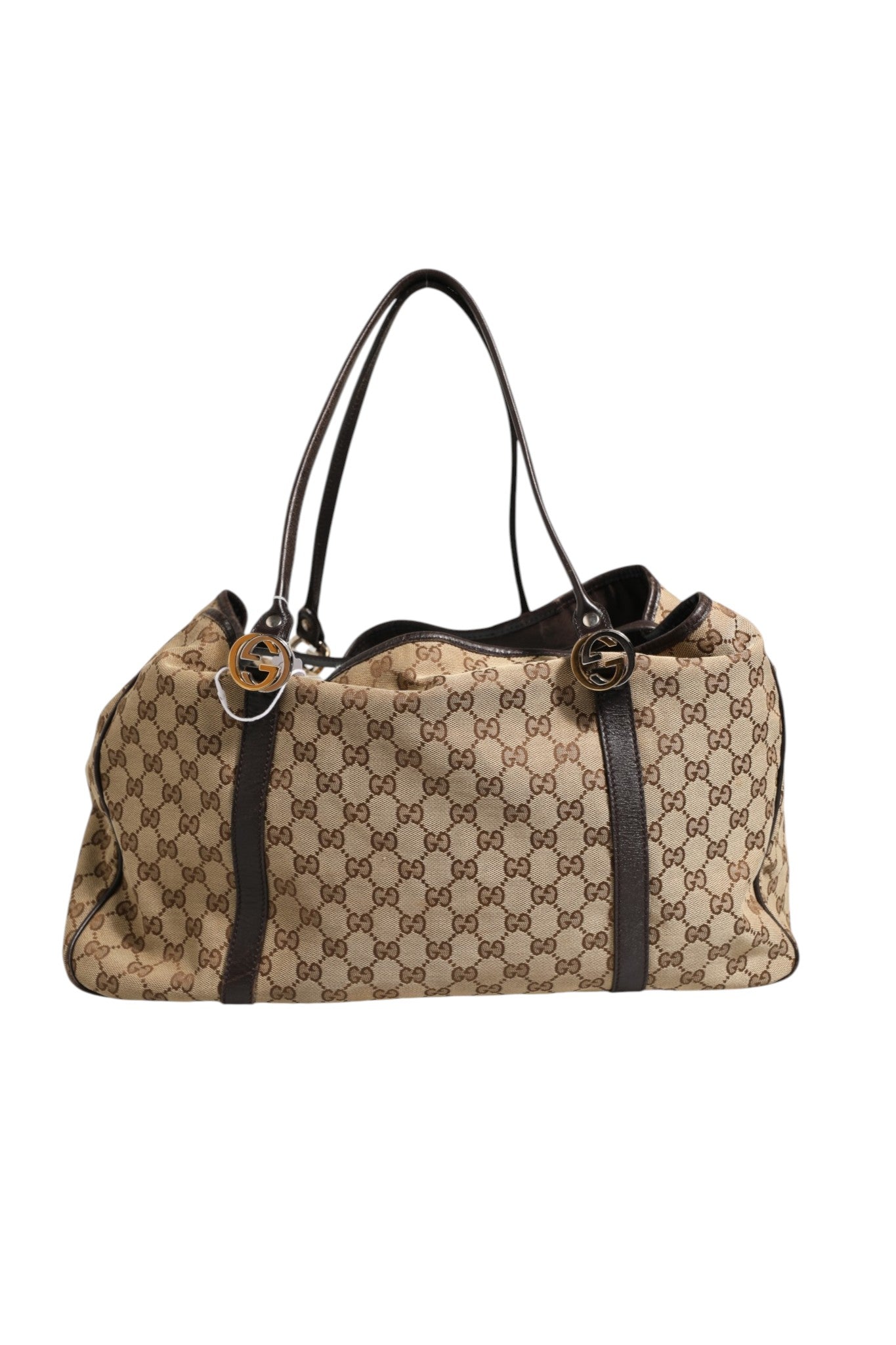 Gucci Beige and Black Canvas Twins Medium Tote Women's Bag ( )