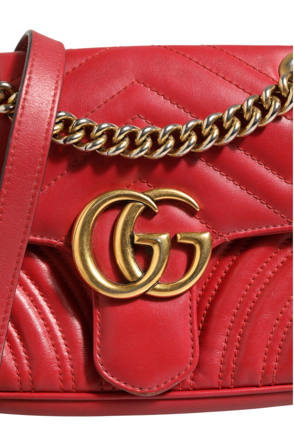 Gucci Marmont Small Shoulder Bag in Rosso Ancora Red Women's Leather ( )