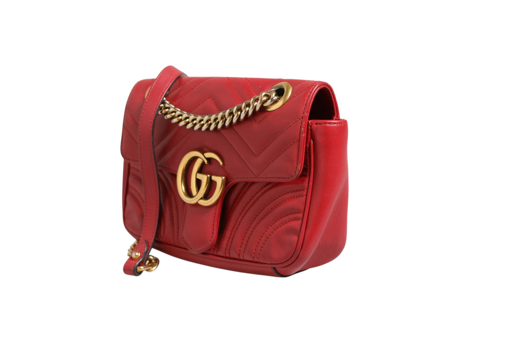 Gucci Marmont Small Shoulder Bag in Rosso Ancora Red Women's Leather ( )