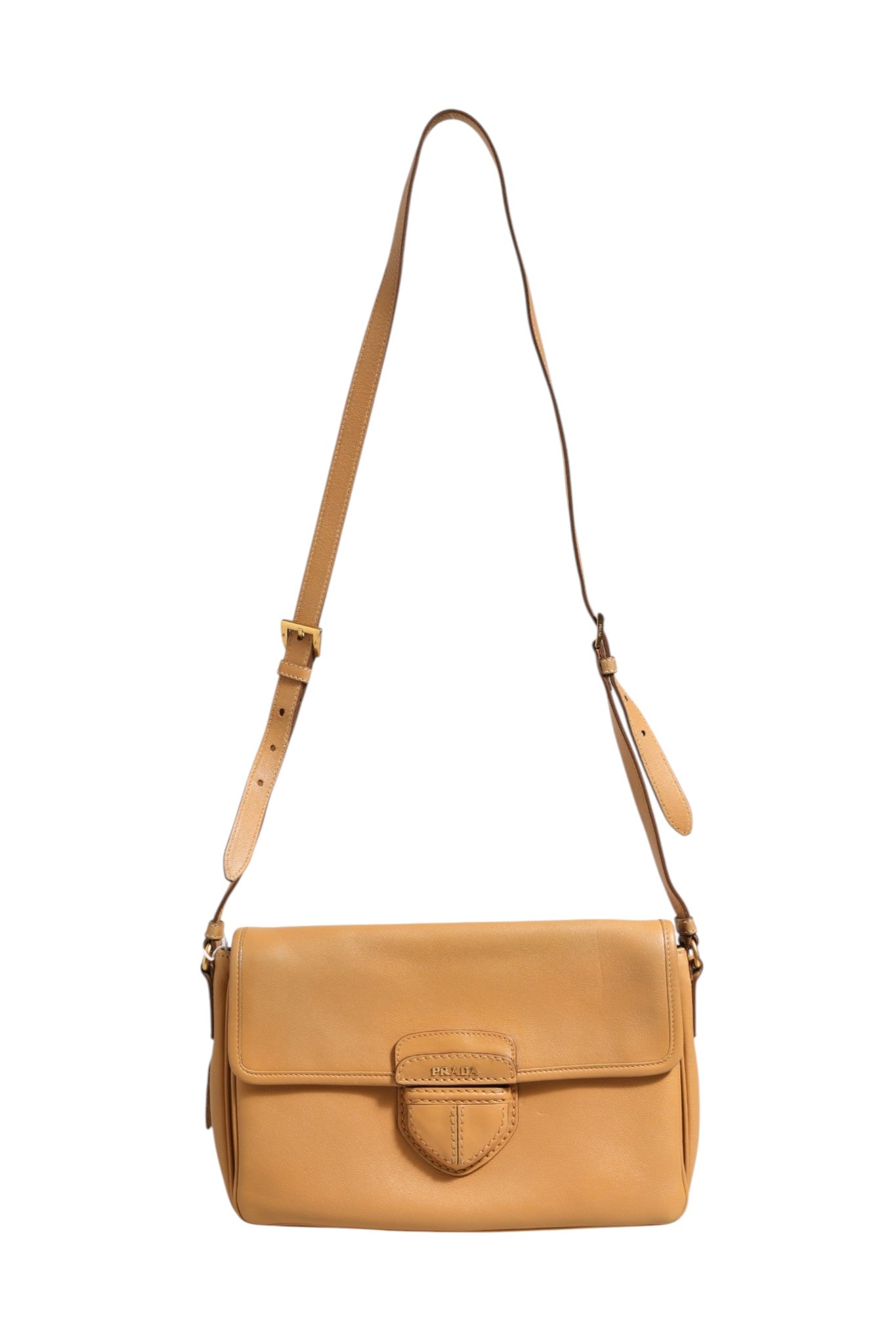 Prada Sidonie Beige Pebble Leather shoulder Women's bag ( )