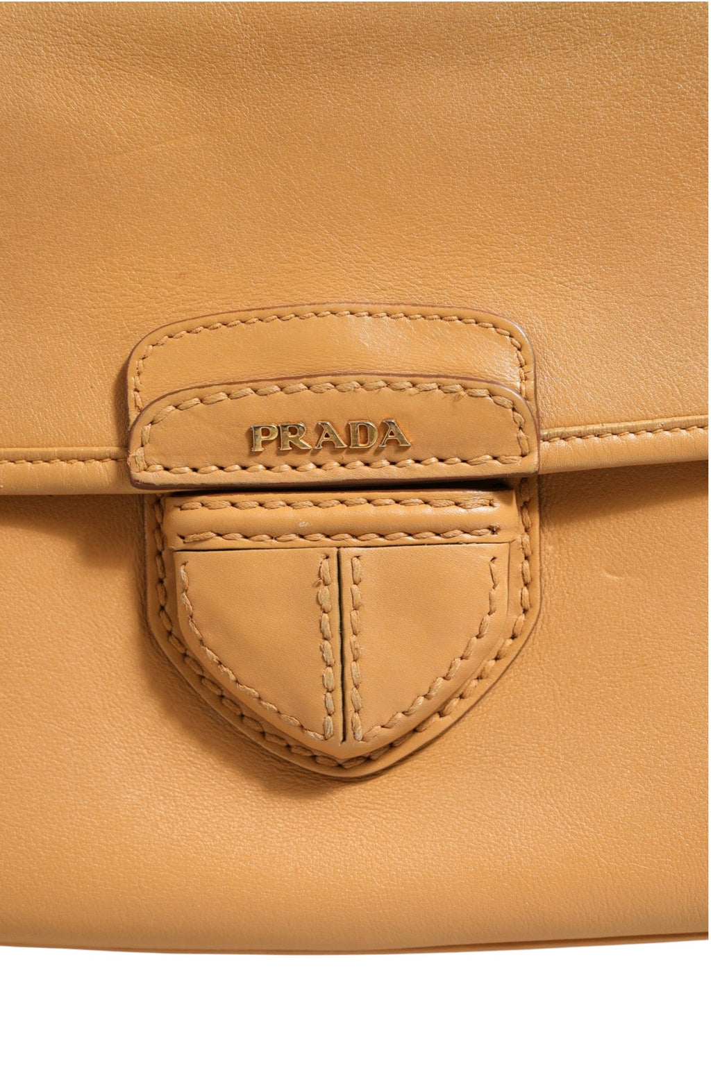 Prada Sidonie Beige Pebble Leather shoulder Women's bag ( )