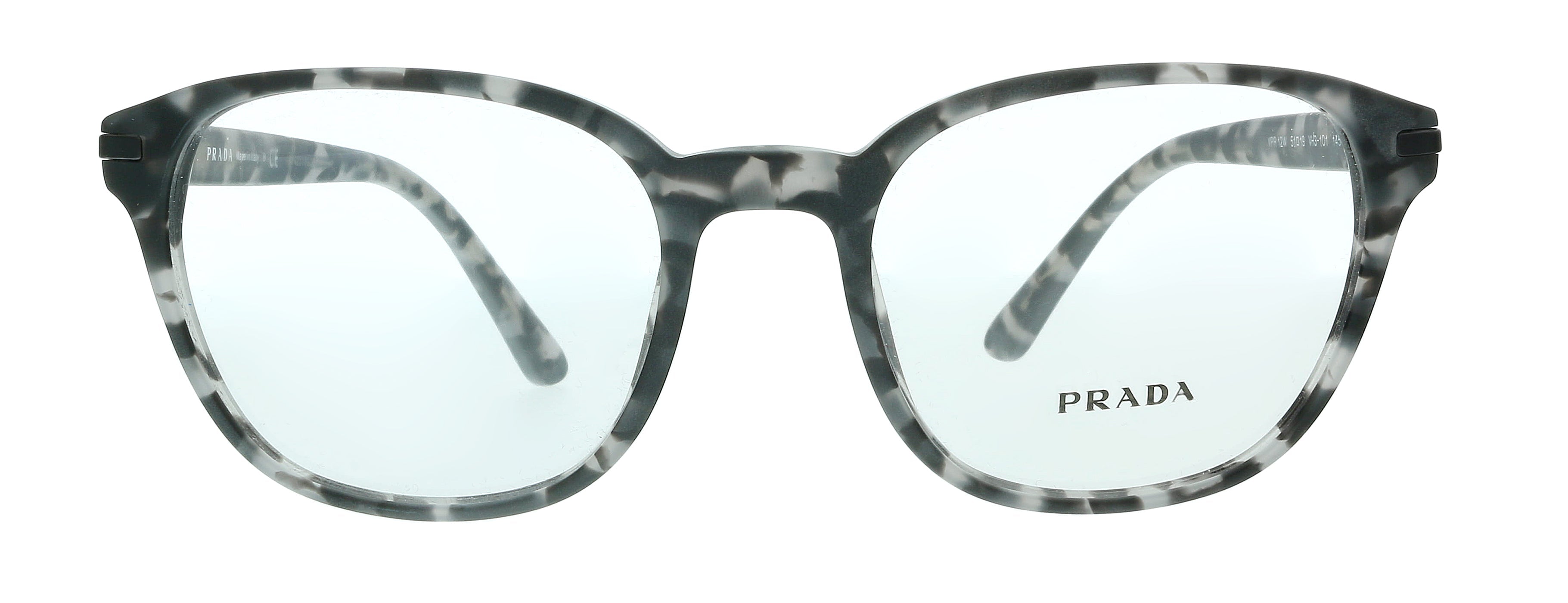 Prada Matte Grey Tortoise Square 0PR 12WV VH31O1 Eyeglasses