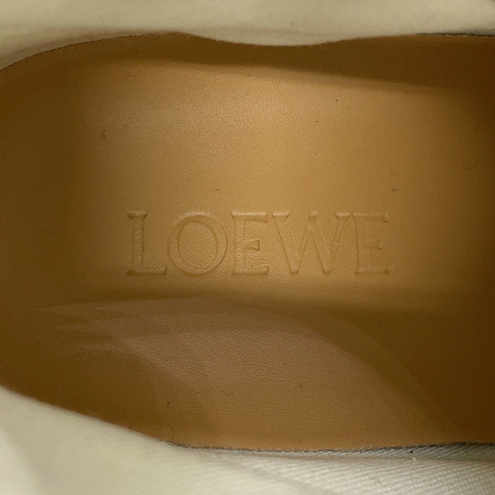 LOEWE Anagram High-Top Sneakers Beige/Navy Canvas Size 36