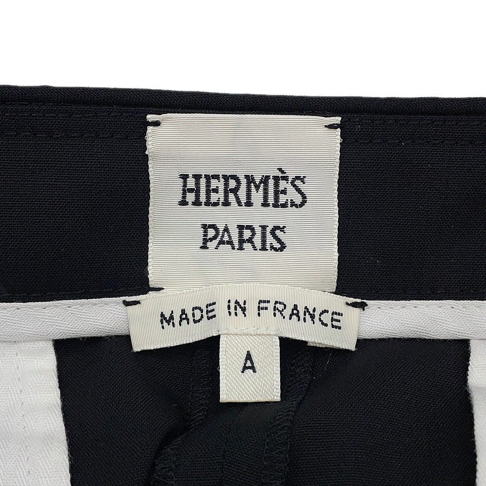 HERMES Double Button Wide Short Pants Size Chronomat 44 Black Wool 100%