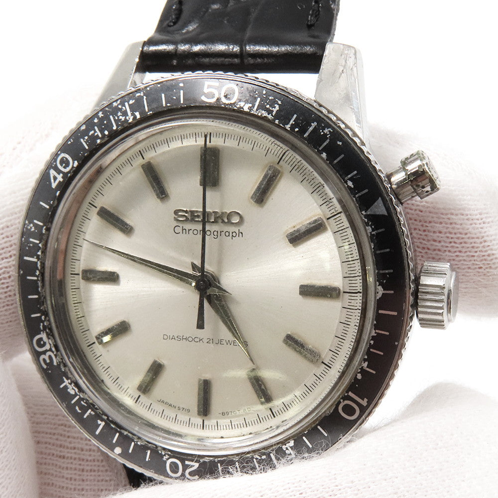 SEIKO One-Push Chronograph W36mm Stainless Steel Silver Dial5719-8980