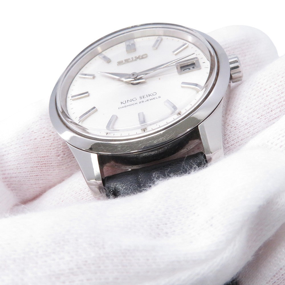 SEIKO King Seiko 44KS Date Medallion W35mm Stainless Steel Gold Plated Leather Silver Dial4402-8000