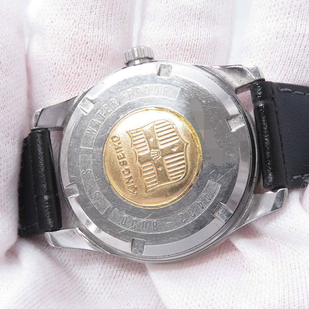 SEIKO King Seiko 44KS Date Medallion W35mm Stainless Steel Gold Plated Leather Silver Dial4402-8000