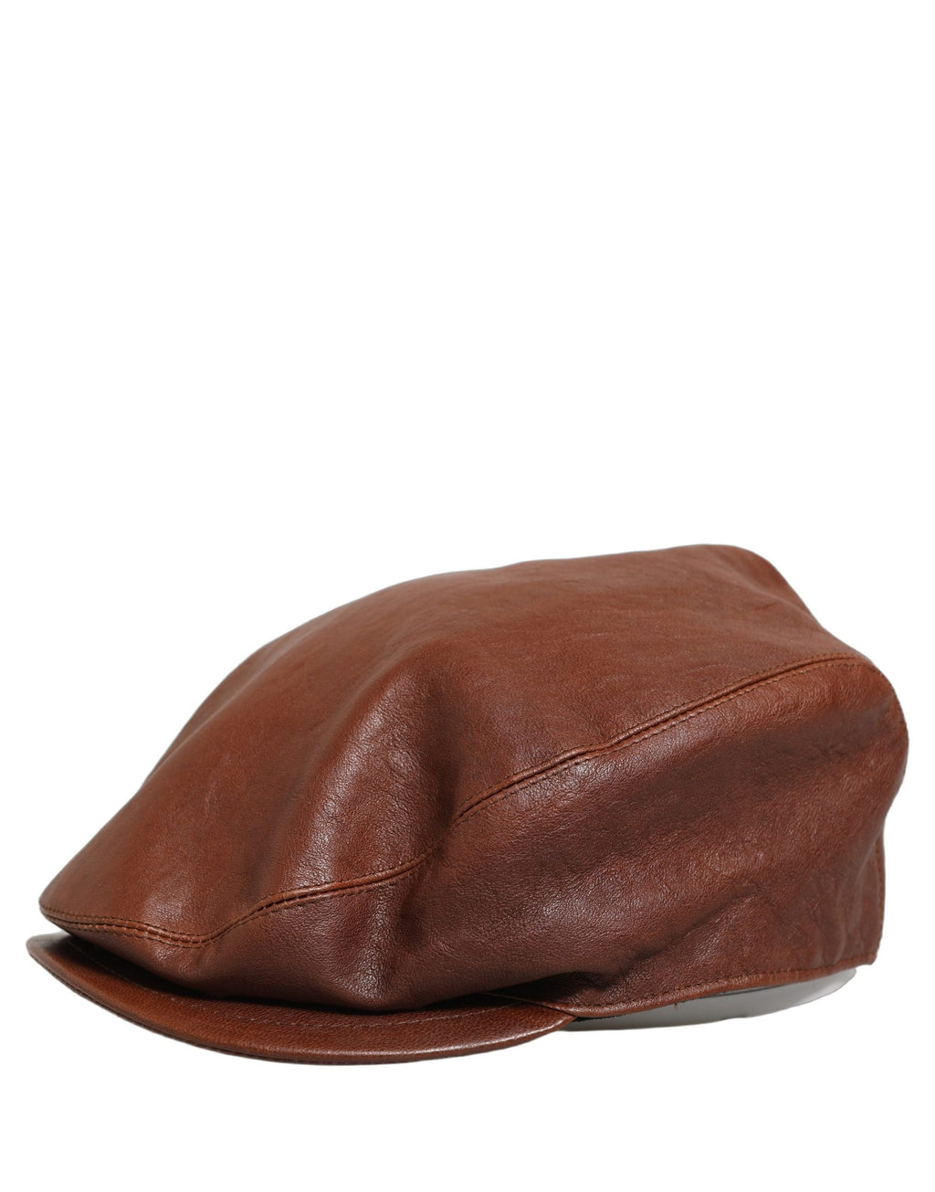 Dolce & Gabbana Men Brown Lamb Leather Newsboy Cloth Capello Men's Hat