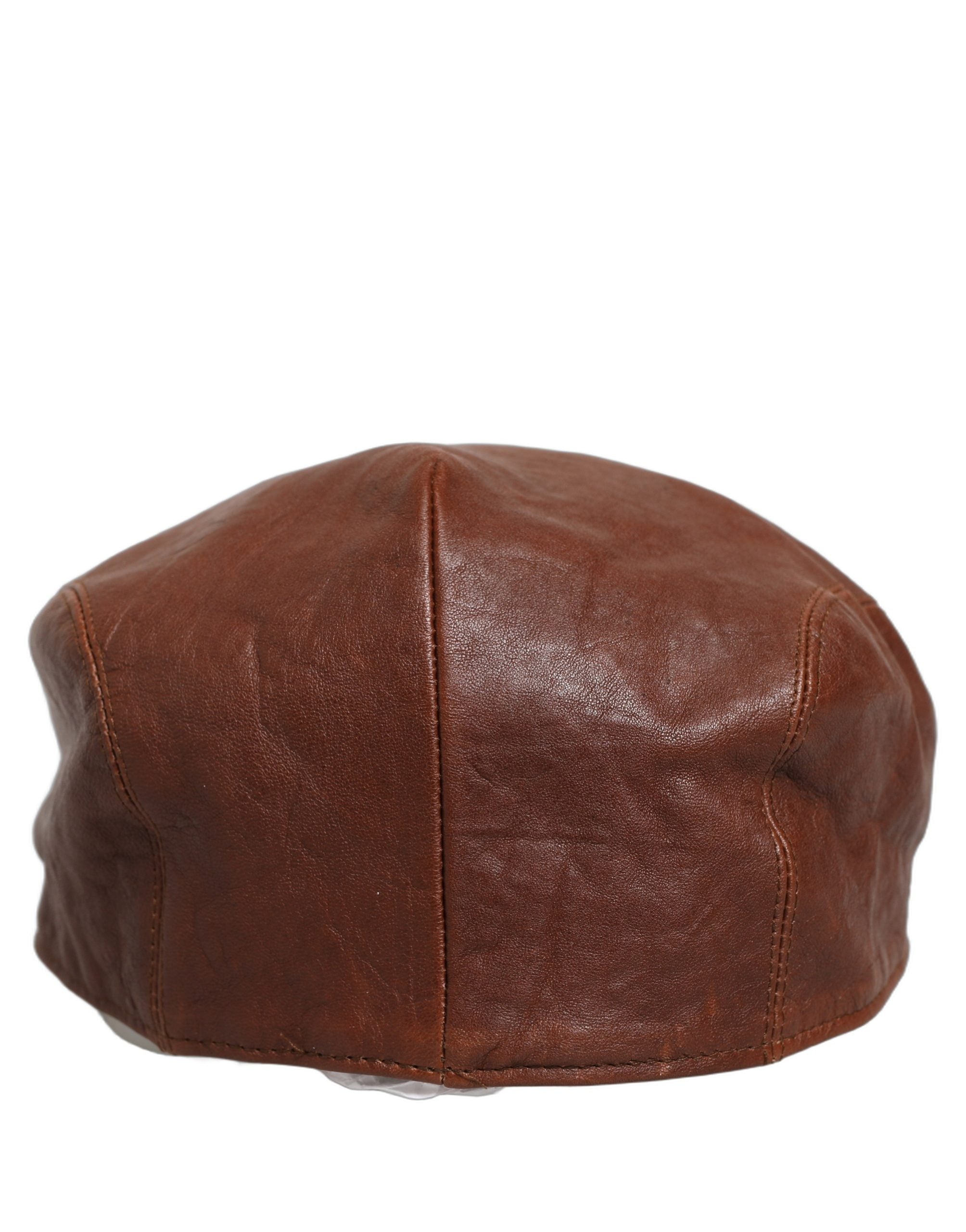 Dolce & Gabbana Men Brown Lamb Leather Newsboy Cloth Capello Men's Hat