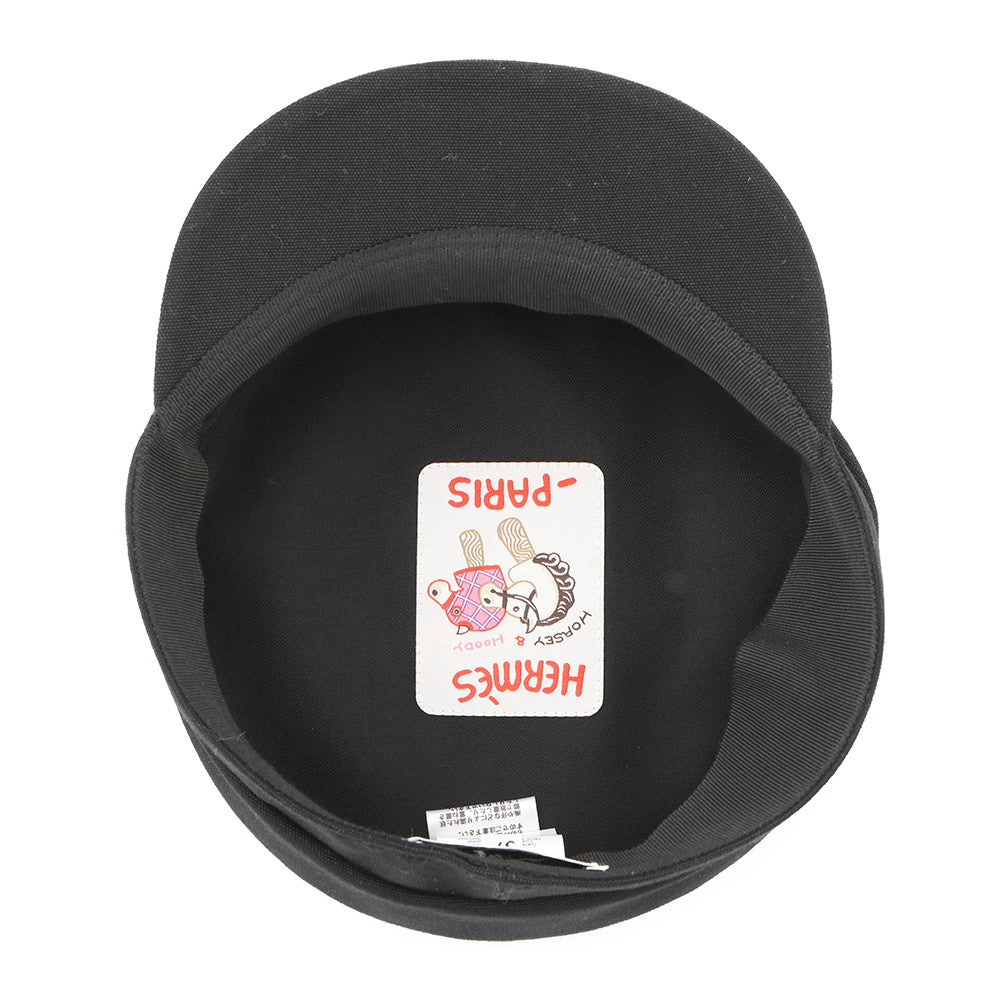 HERMES Julietta Seashell Cap Size 57 Black Cotton100%