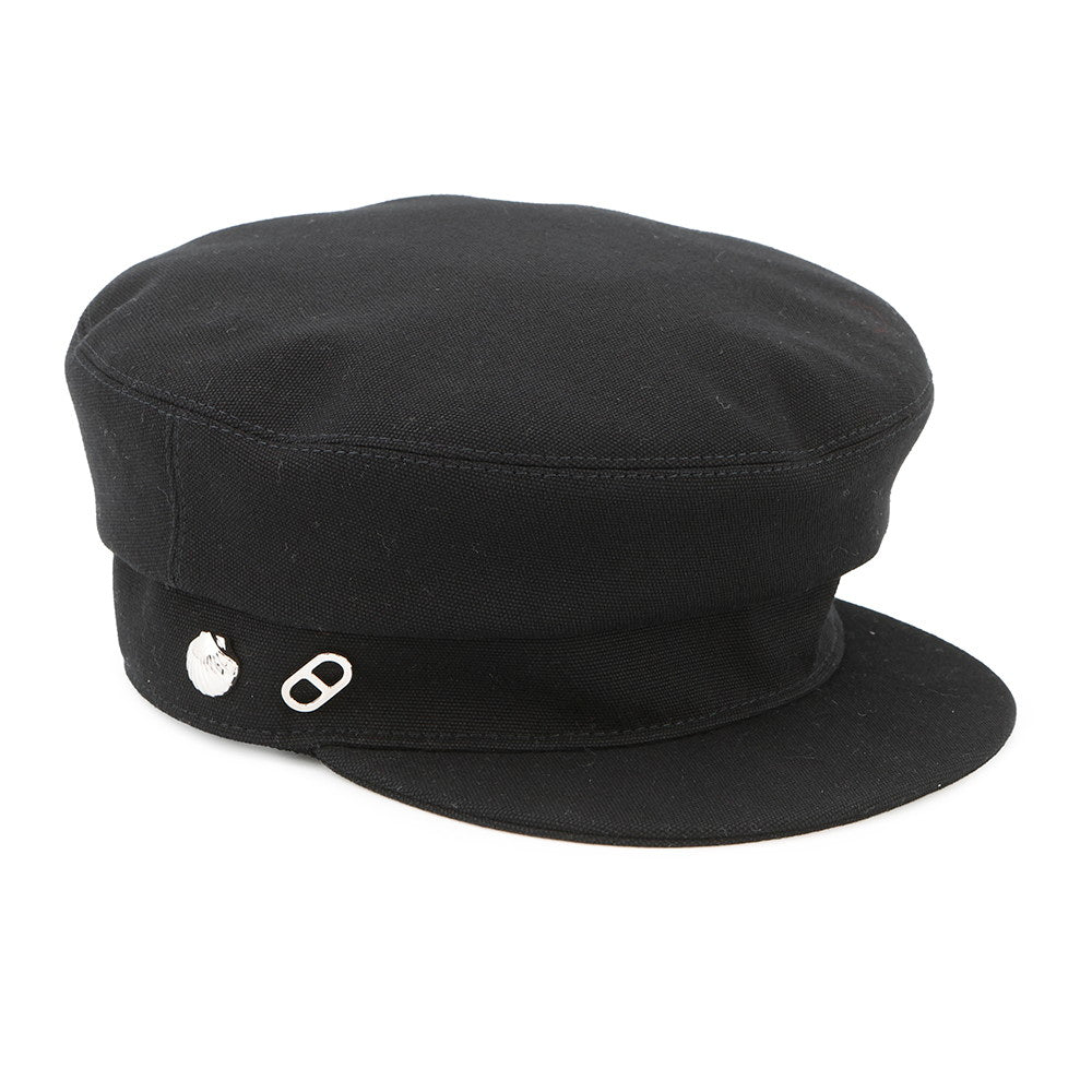 HERMES Julietta Seashell Cap Size 57 Black Cotton100%