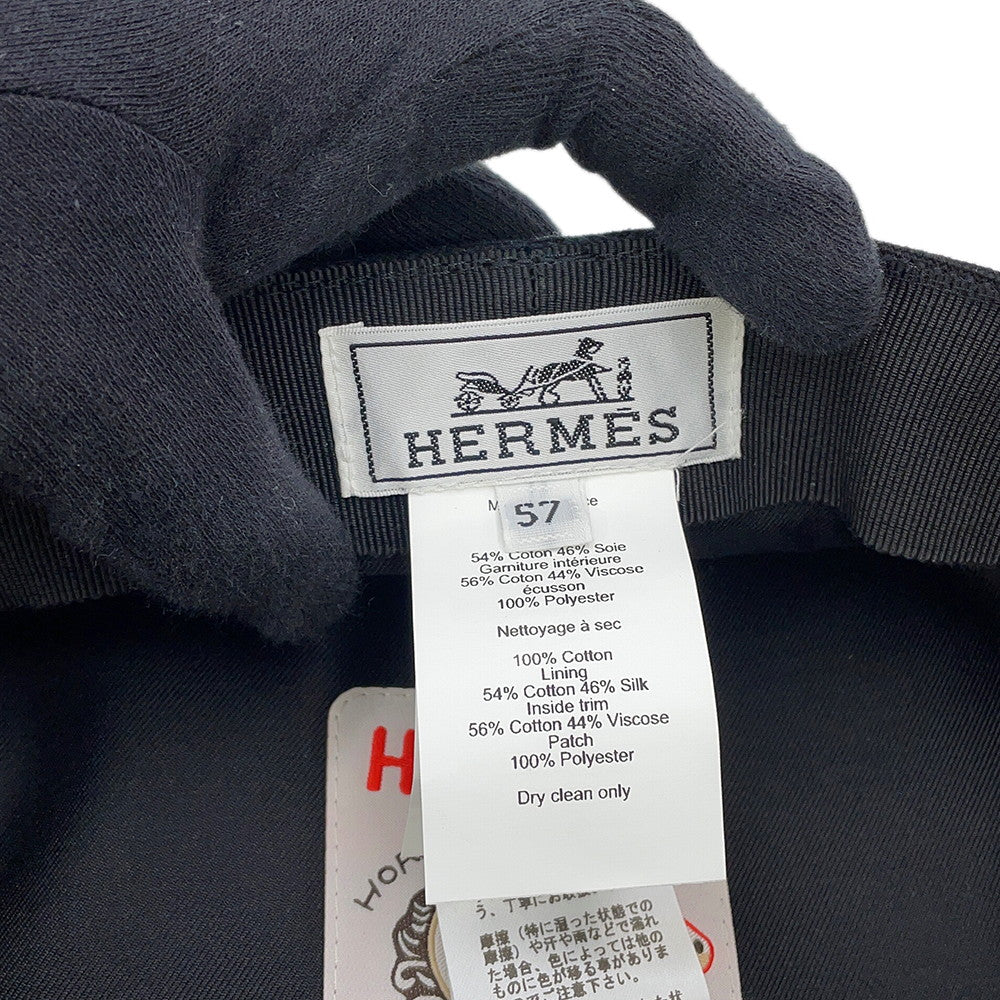 HERMES Julietta Seashell Cap Size 57 Black Cotton100%