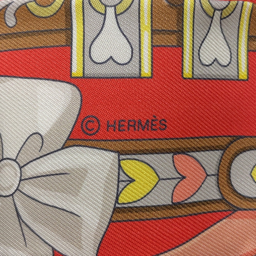 HERMES Twilly Sac Harnais de Coeur Grenadine/Gris/JauneH064090S Silk100%