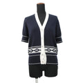 HERMES Chaine d'Ancre knit cardigan Size 36 Blue・NoirH5E2749DF Cashmere50% Silk50%
