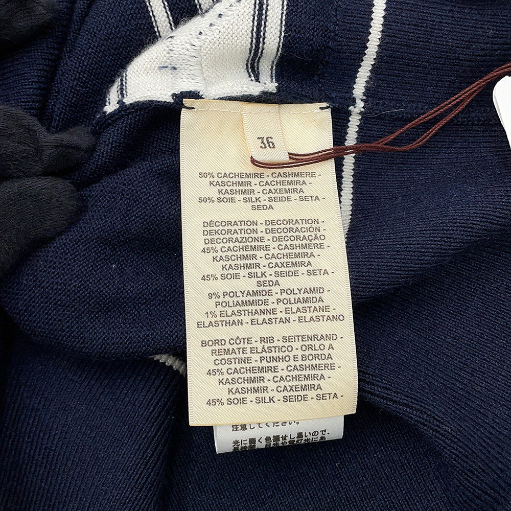 HERMES Chaine d'Ancre knit cardigan Size 36 Blue・NoirH5E2749DF Cashmere50% Silk50%