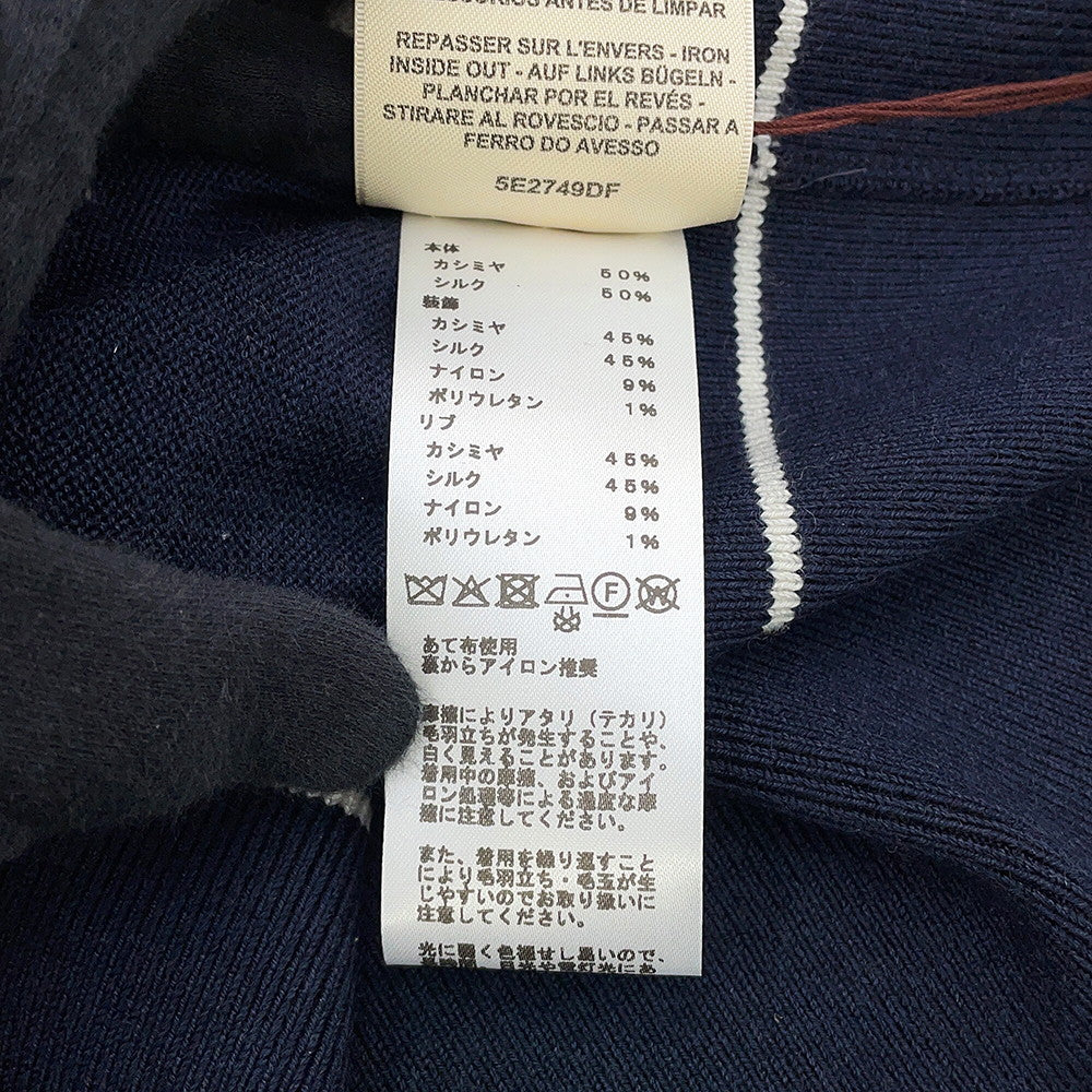 HERMES Chaine d'Ancre knit cardigan Size 36 Blue・NoirH5E2749DF Cashmere50% Silk50%