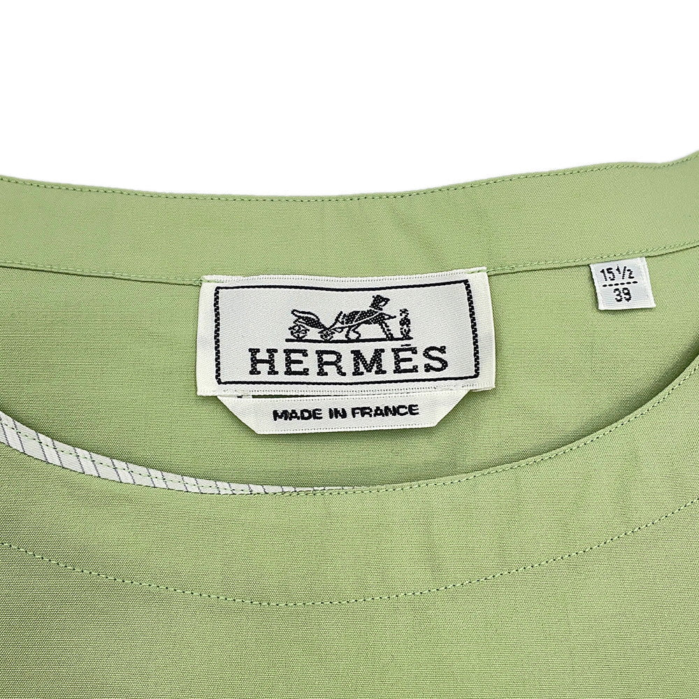 HERMES Pullover Shirt Size 39 Light Green Cotton100%