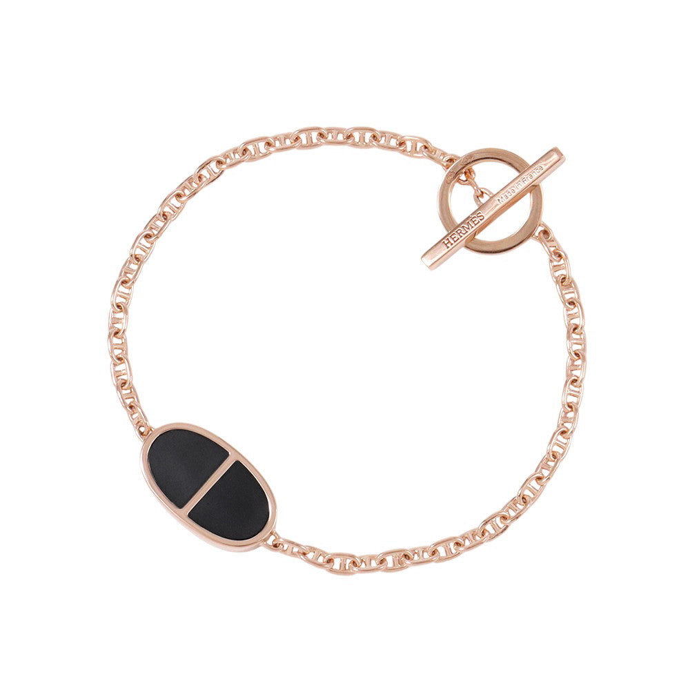 HERMES Chaine d'Ancre Bracelet Verso Size XS K18PG BlackCeramic