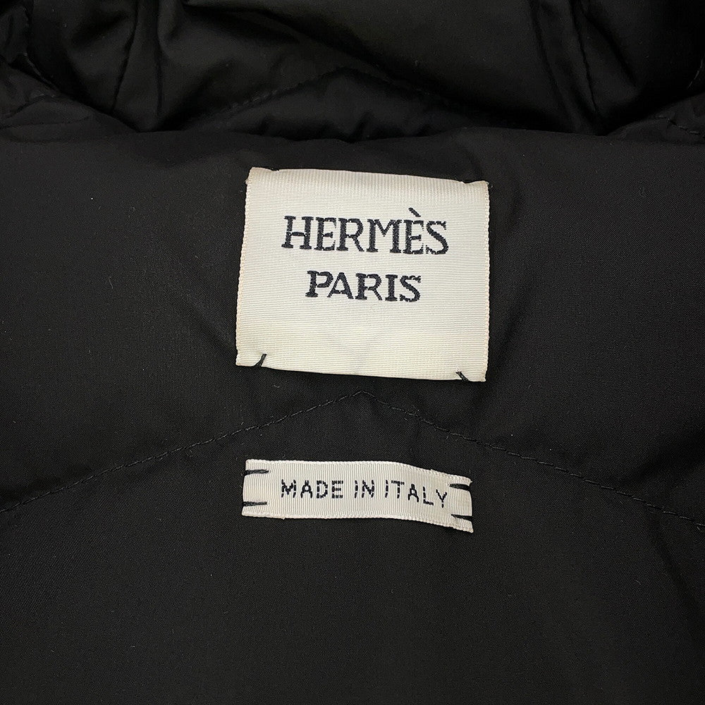 HERMES Sellier Patch Sleeveless Down Size 36 Black Polyester100%