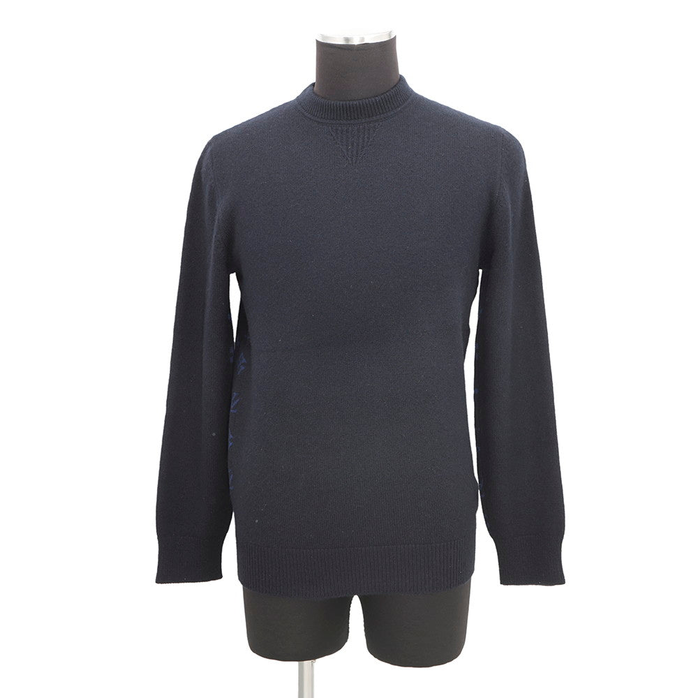 LOUIS VUITTON Half and Half Monogram Sweater Size S Navy Cashmere99% Wool1%