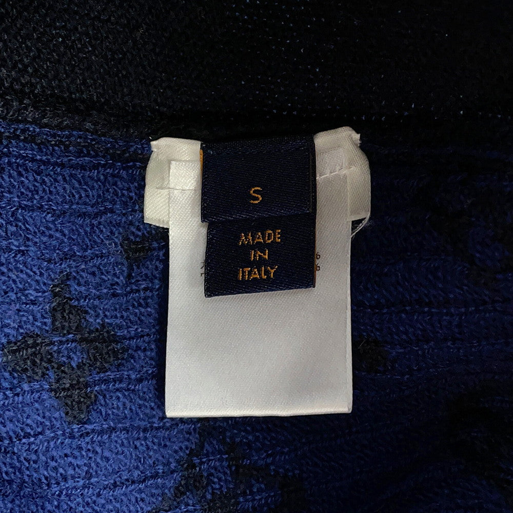 LOUIS VUITTON Half and Half Monogram Sweater Size S Navy Cashmere99% Wool1%