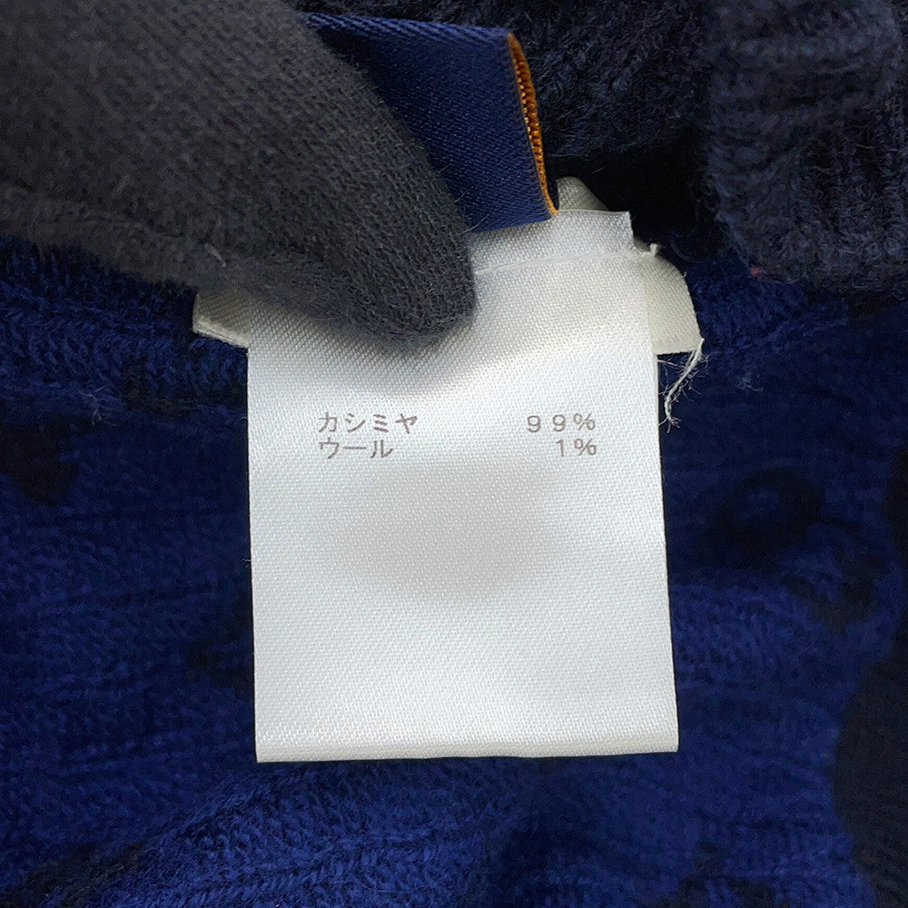 LOUIS VUITTON Half and Half Monogram Sweater Size S Navy Cashmere99% Wool1%