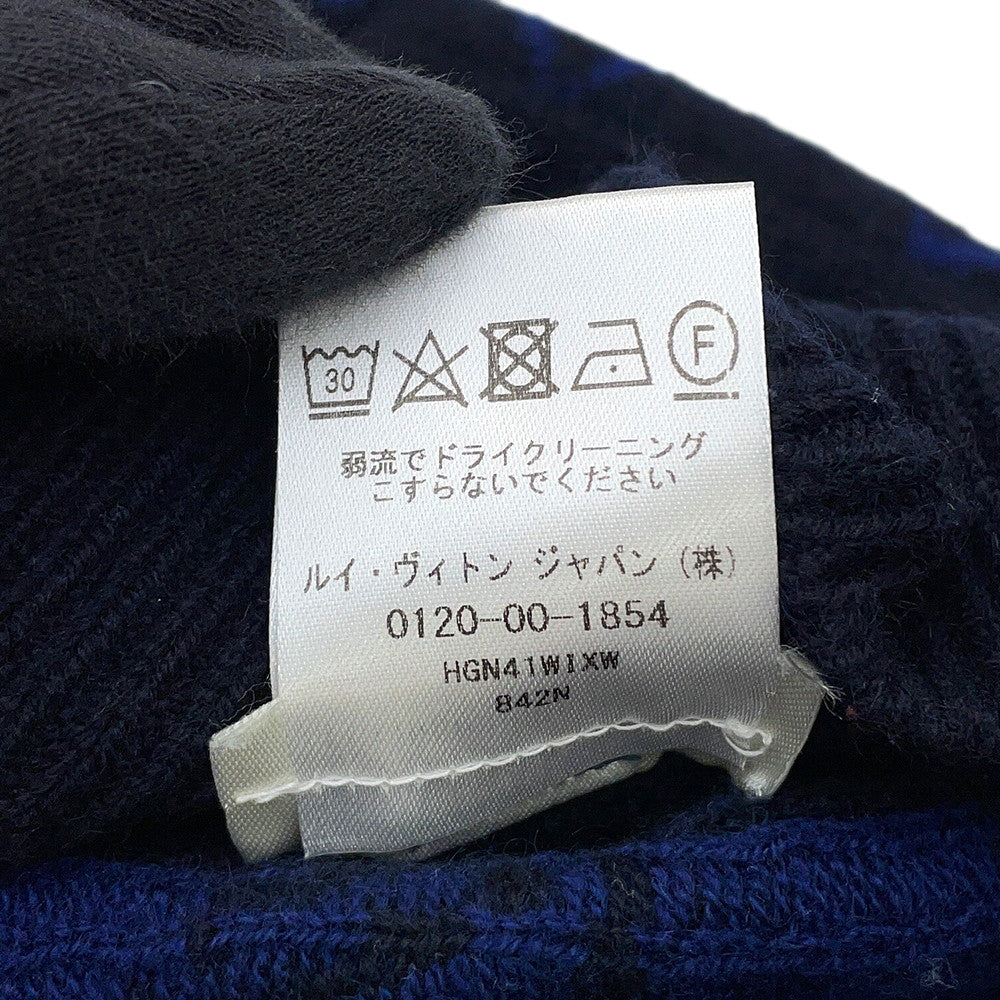LOUIS VUITTON Half and Half Monogram Sweater Size S Navy Cashmere99% Wool1%