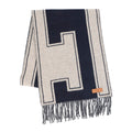 HERMES Scarf Craie de H Blue・Marine / Beige・Cine Cashmere100%